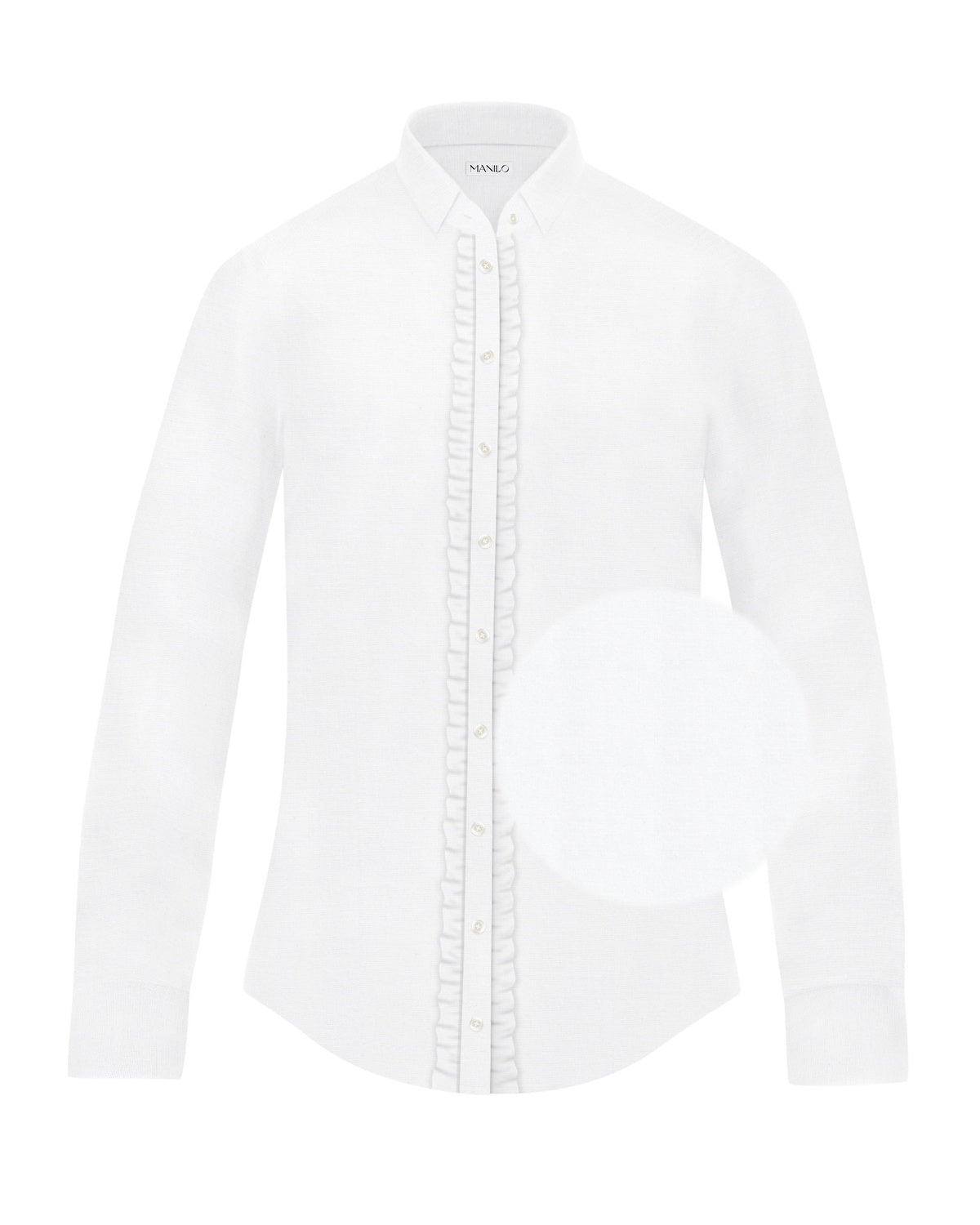 Stretch-Bluse SOPHIE mit Rüschen in Weiss (Art. 1001D-S-R)