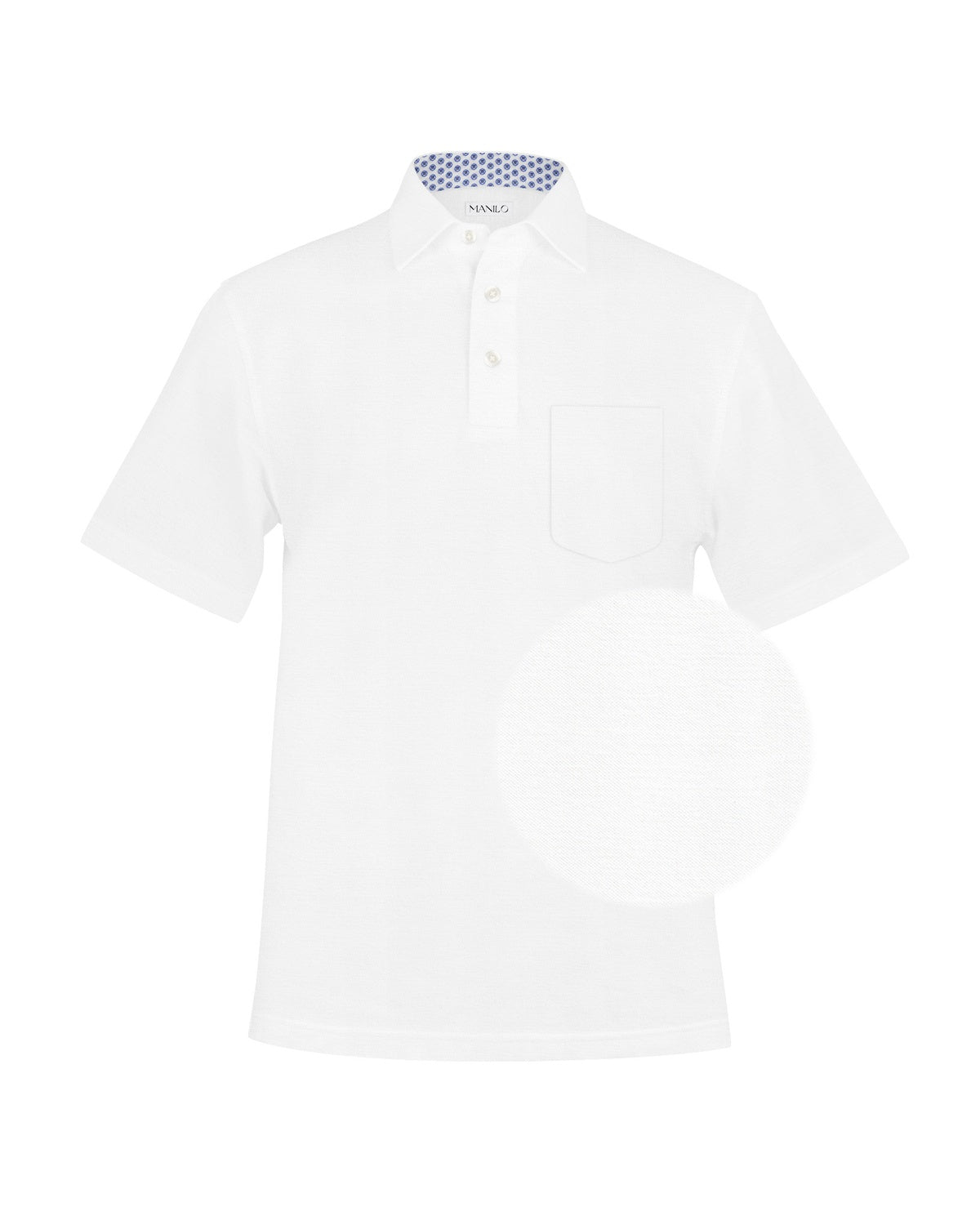 Poloshirt mit Printmuster in Kragen in Weiss (Art. 1521-PS-KA)
