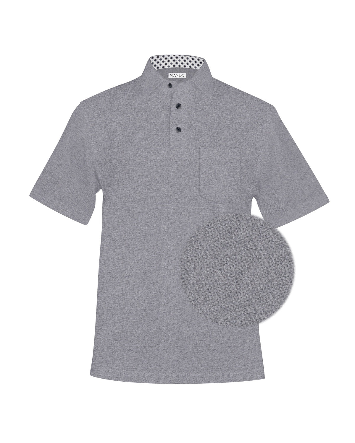 Polo shirt with print pattern in collar in gray (Art. 1522-PS-KA)