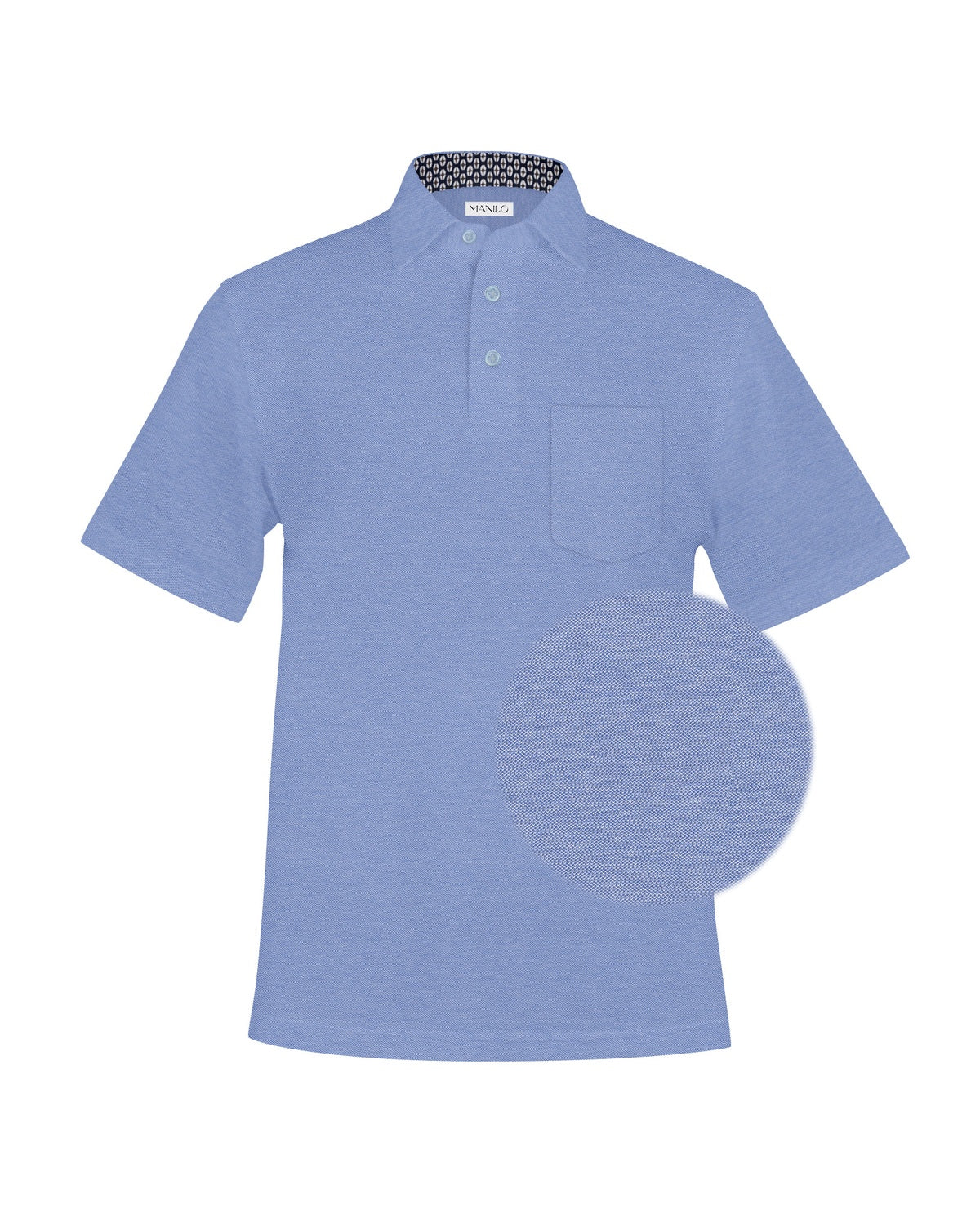 Poloshirt mit Printmuster in Kragen in Blau (Art. 1523-PS-KA)