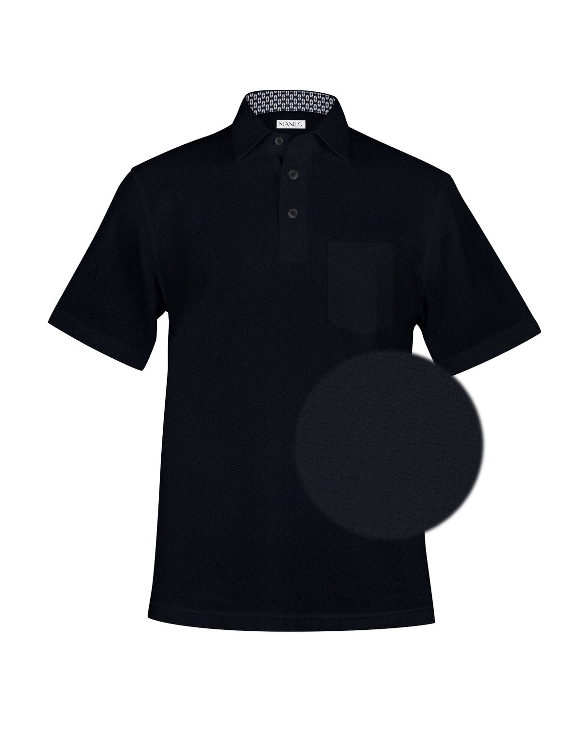 Poloshirt mit Printmuster in Kragen in Schwarz (Art. 1525-PS-KA)