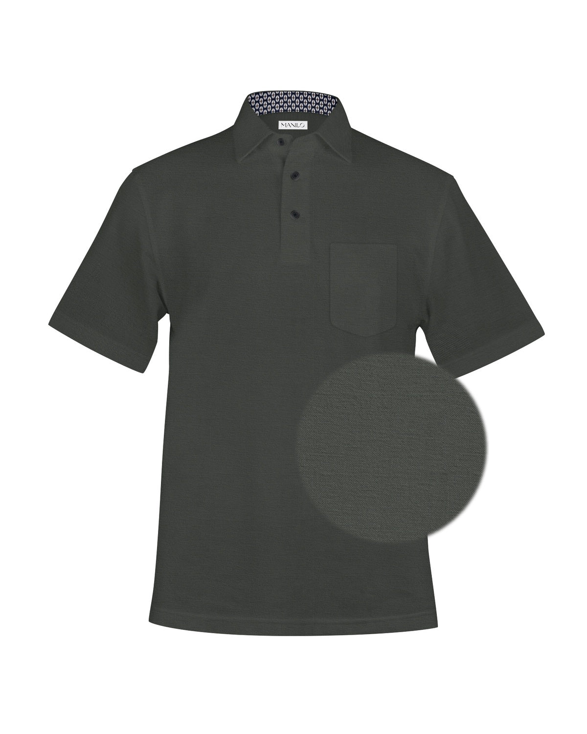 Polo shirt with print pattern in olive collar (Art. 1526-PS-KA)