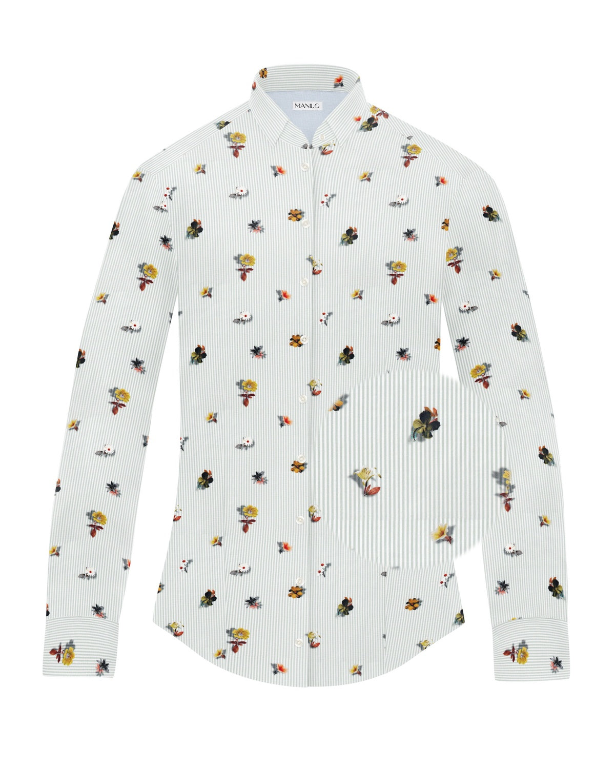 Stretch-Bluse SOPHIE mit Blumenprint in Grün (Art. 2116D-S)