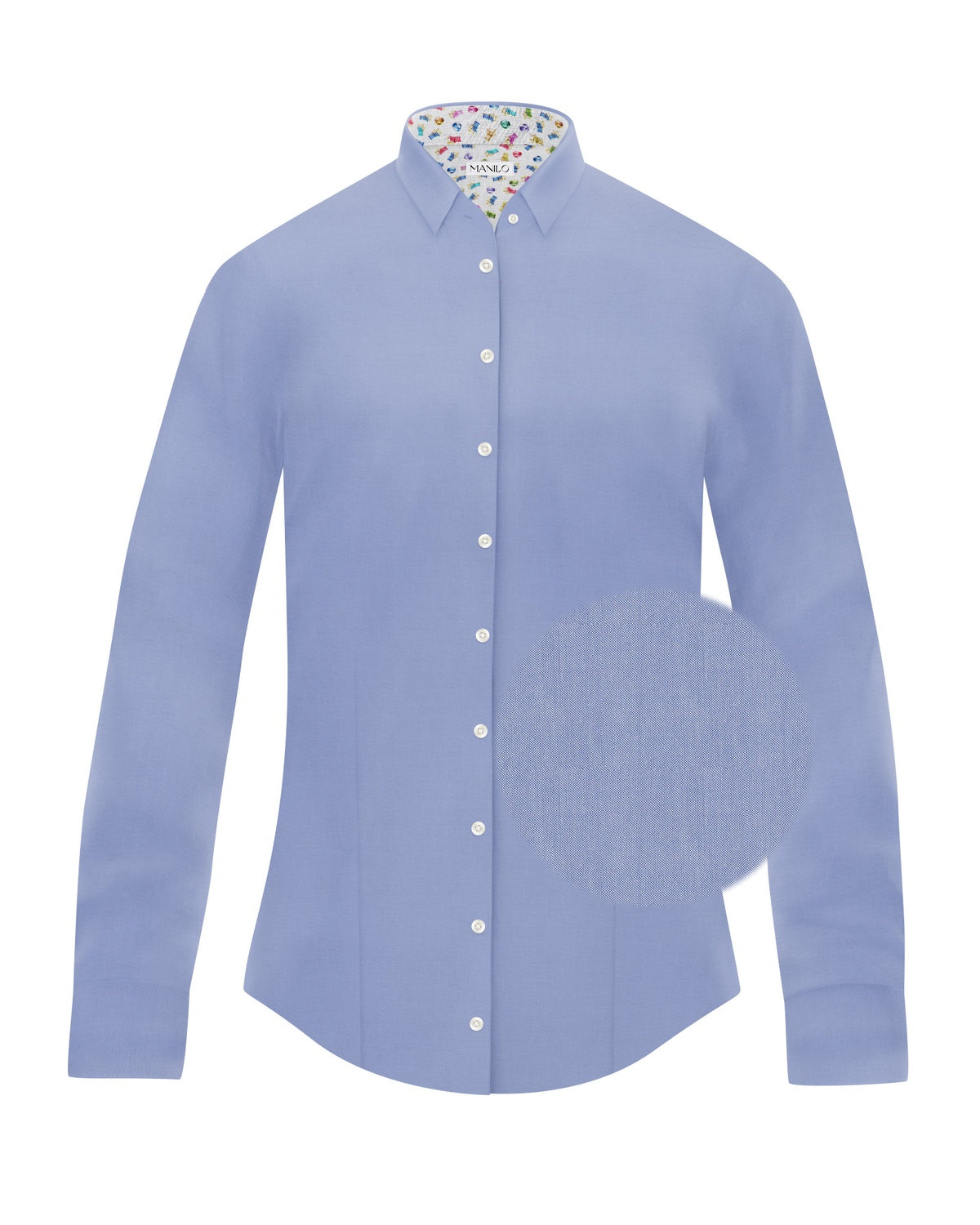 Bluse SOPHIE mit Printmuster in Kragen und Manschette in Blau (Art. 2155D-S)