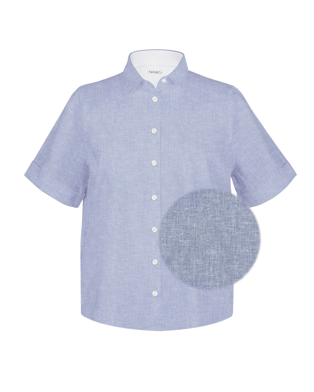Oversize Leinen-Kurzarmbluse MARIE Blau gestreift (Art. 2161D-M)