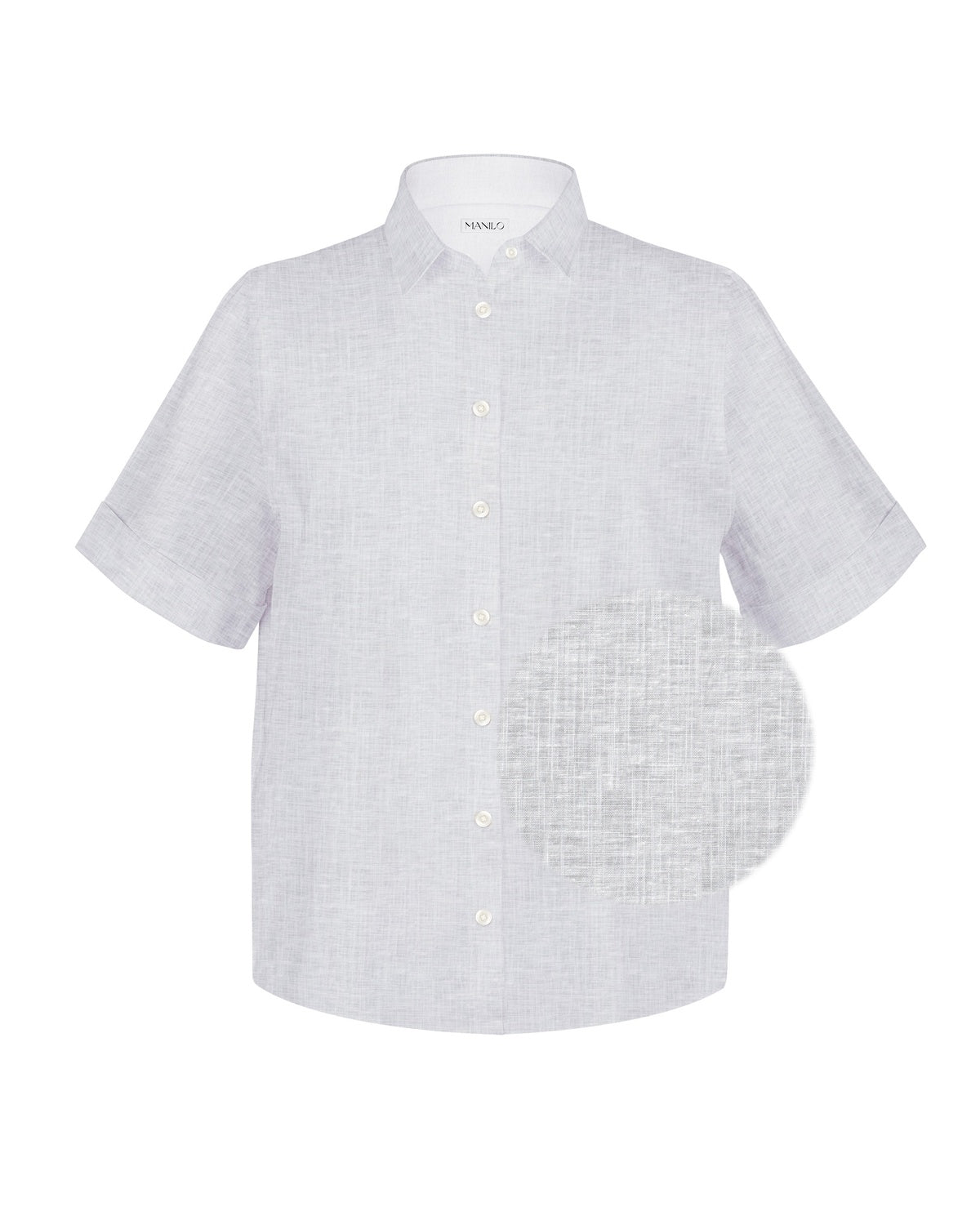 Oversize Leinen-Kurzarmbluse MARIE in Weiss (Art. 2164D-M)