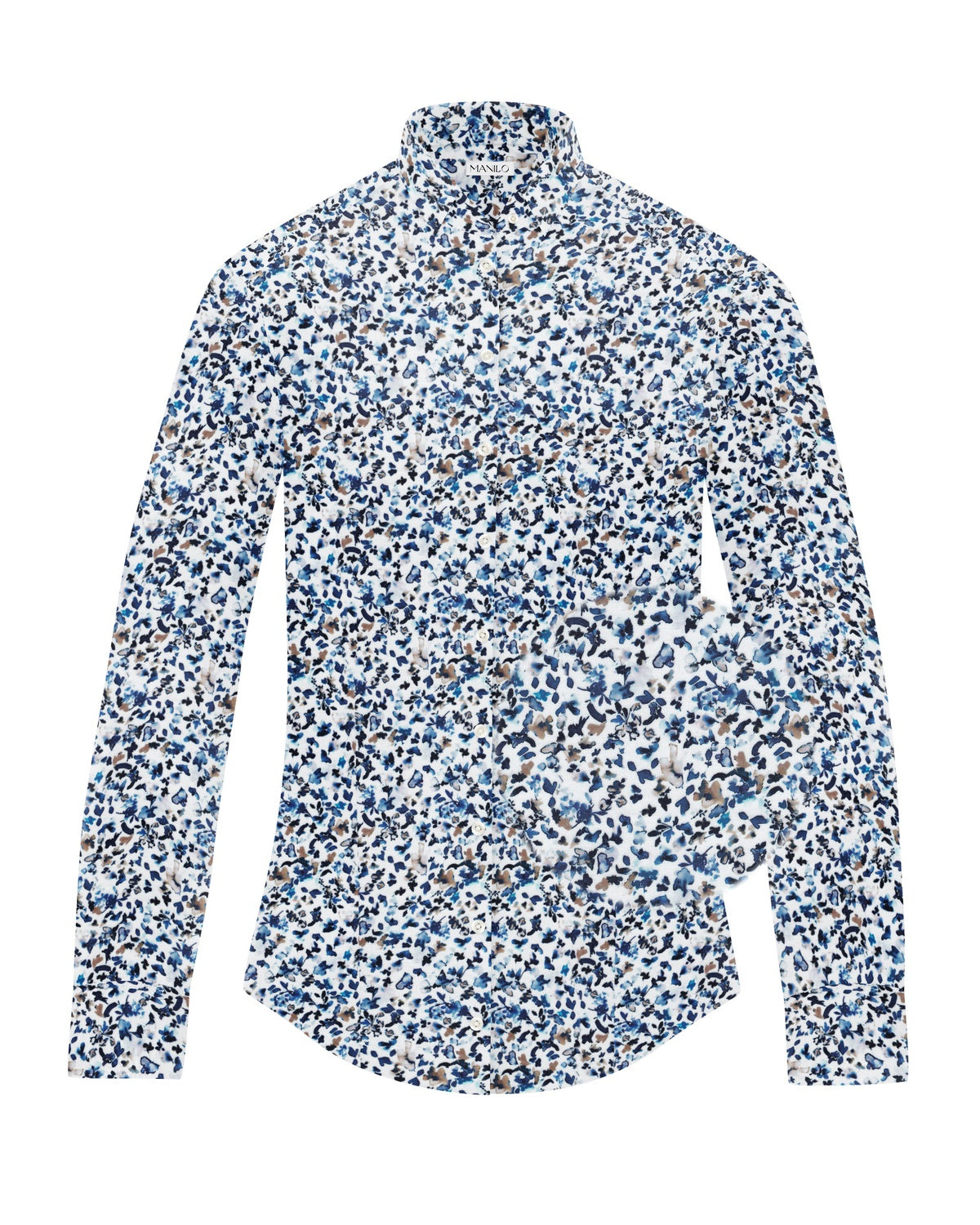 Stretch-Bluse SOPHIE mit Blumenprint in Blau (Art. 2202D-S)