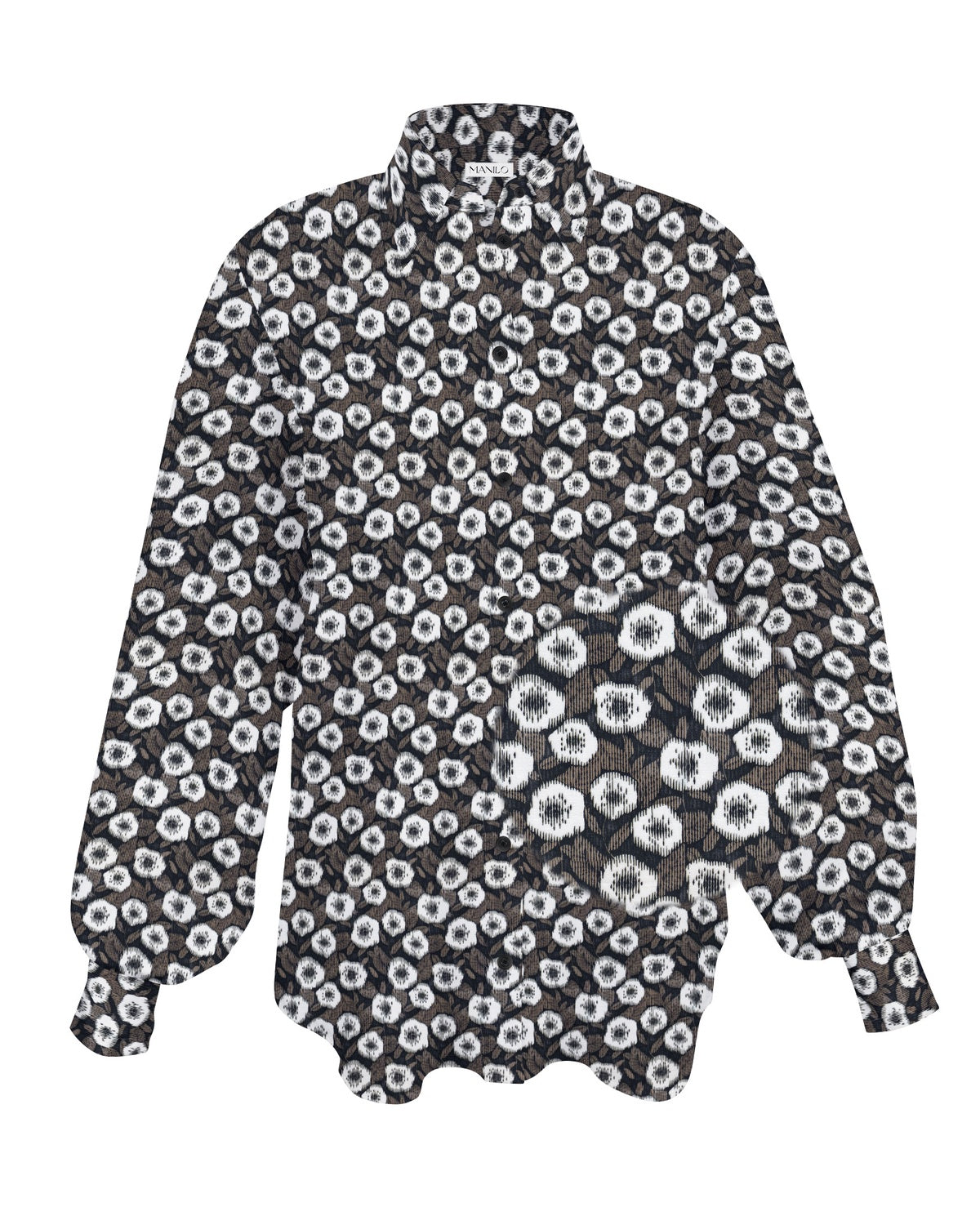 Modische Bluse AMÉLIE mit Fledermausärmeln und Printmuster in Khaki (Art. 2218D-A)