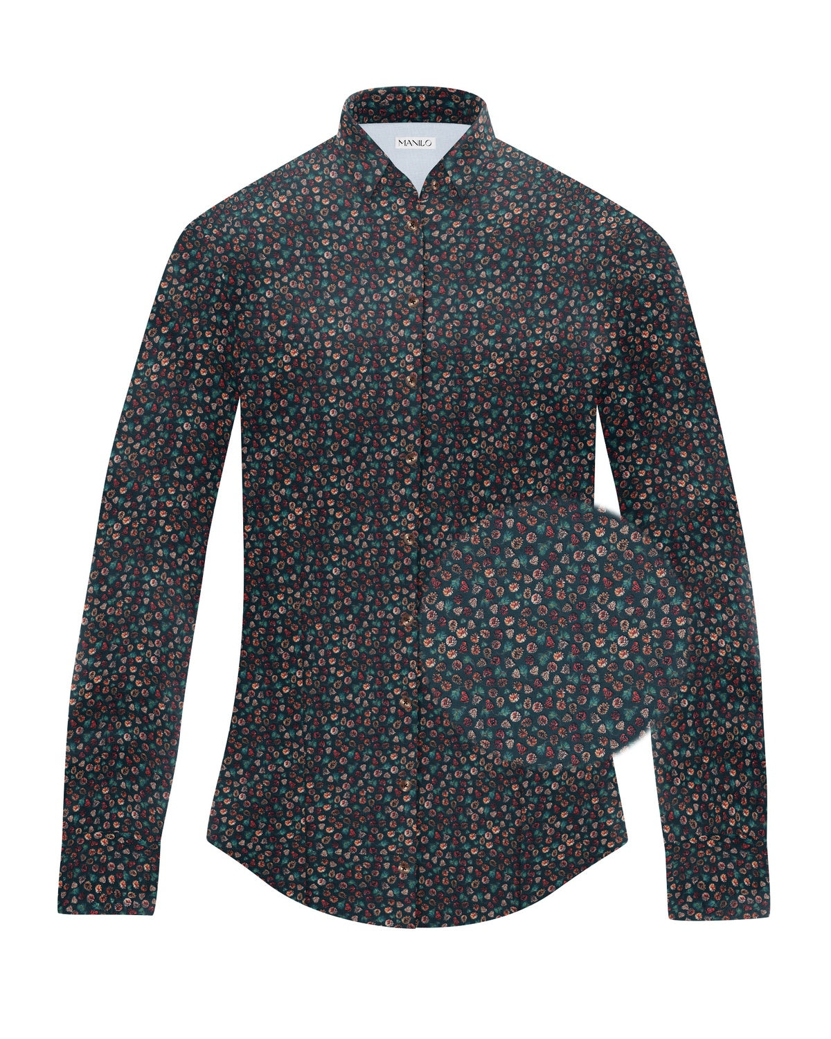 Stretch-Bluse SOPHIE mit Tannzapfen-Print in Grün (Art. 2236D-S)