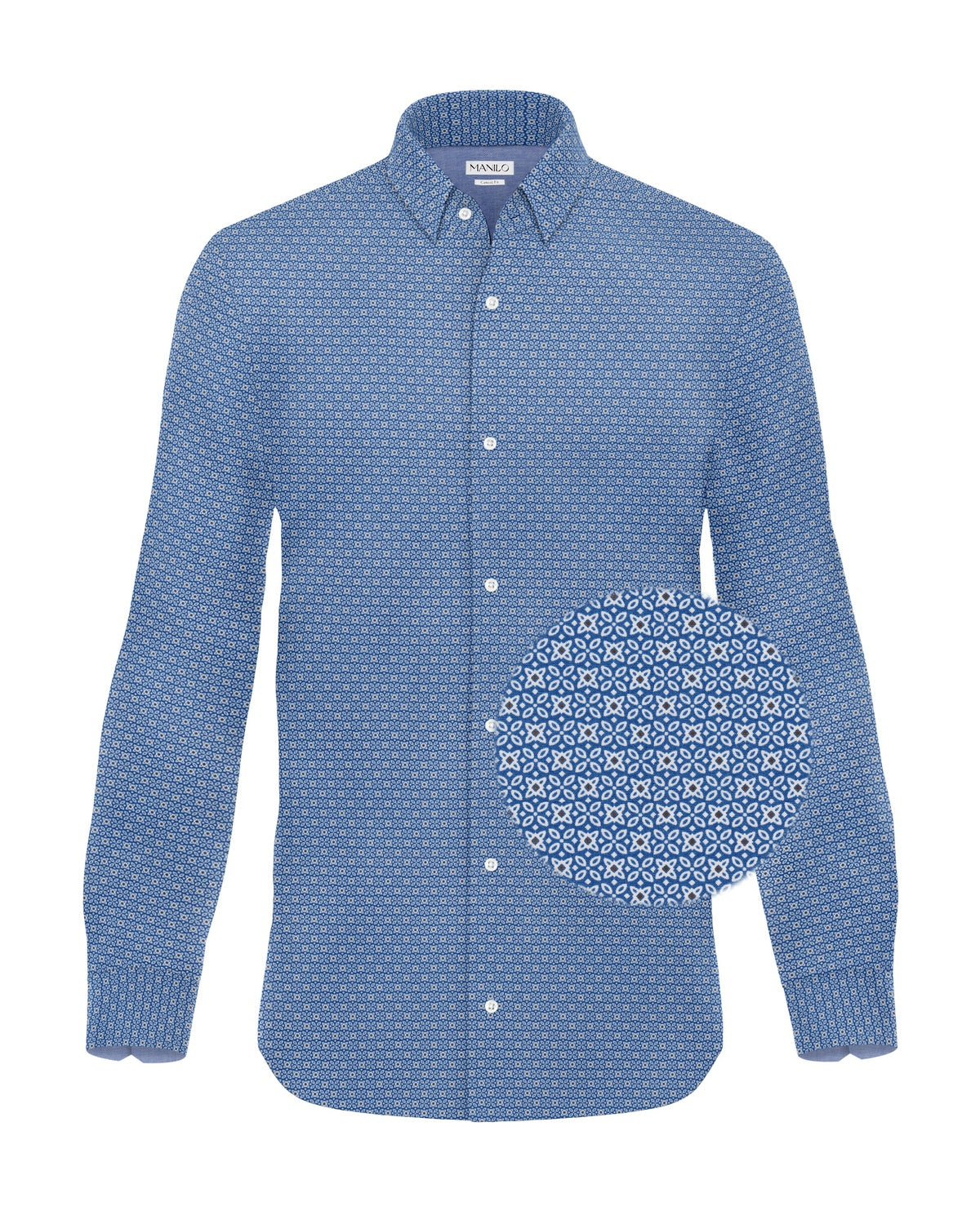 Freizeithemd mit Graphikmuster Blau (Art. 2238-C)