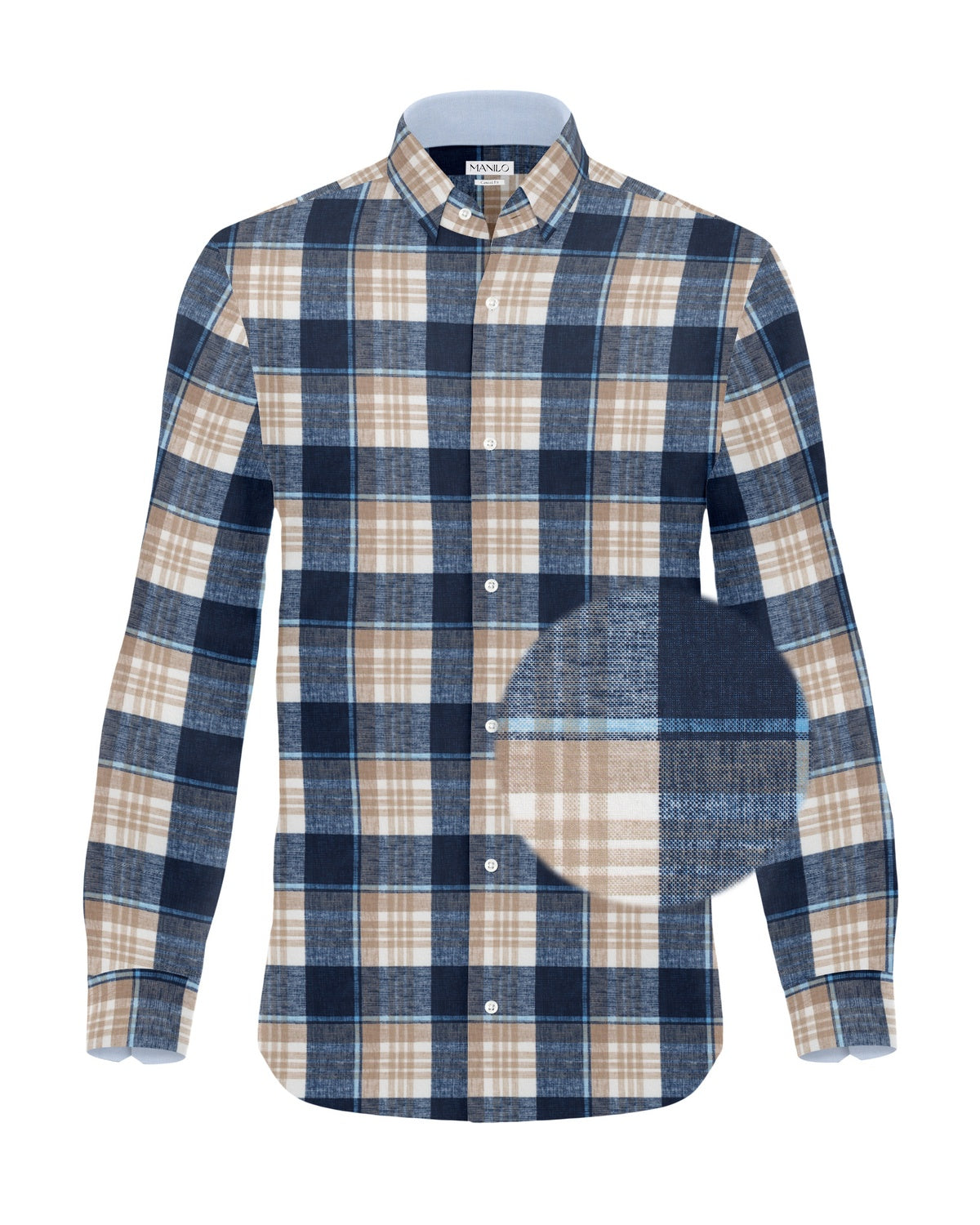 Freizeithemd mit Karomuster in Beige/Navy (Art. 2244-C)