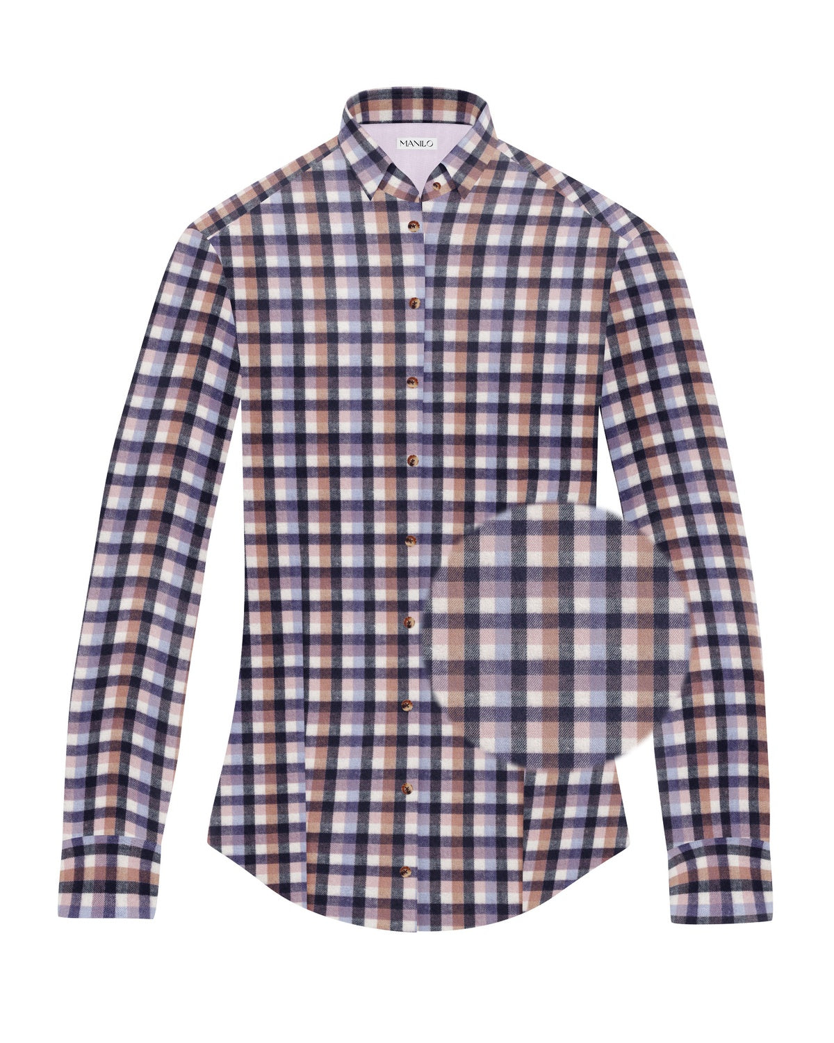 SOPHIE flannel blouse with checked pattern in purple/beige (2274D-S)