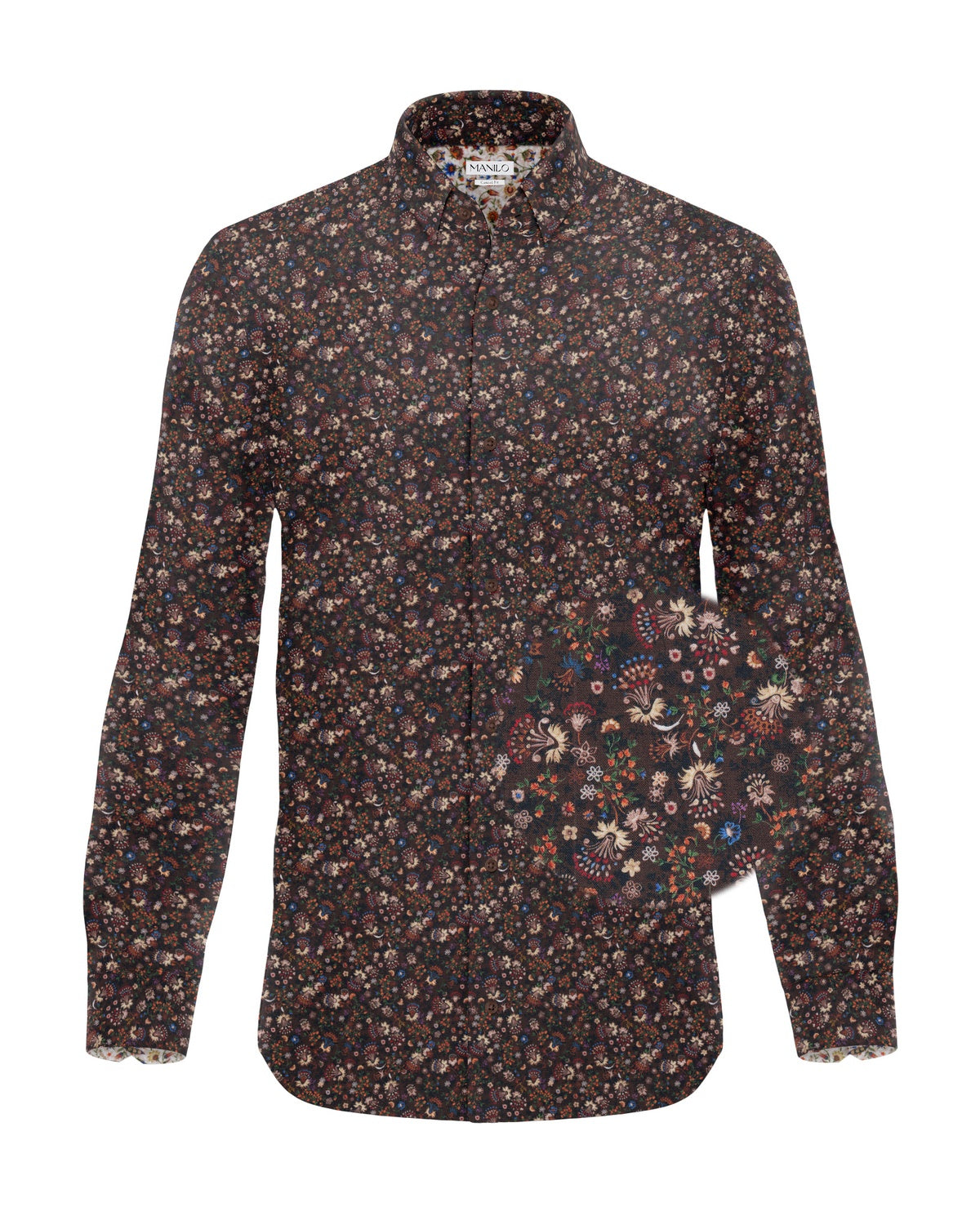Freizeithemd mit Blumenprint Braun (Art. 2302-C)