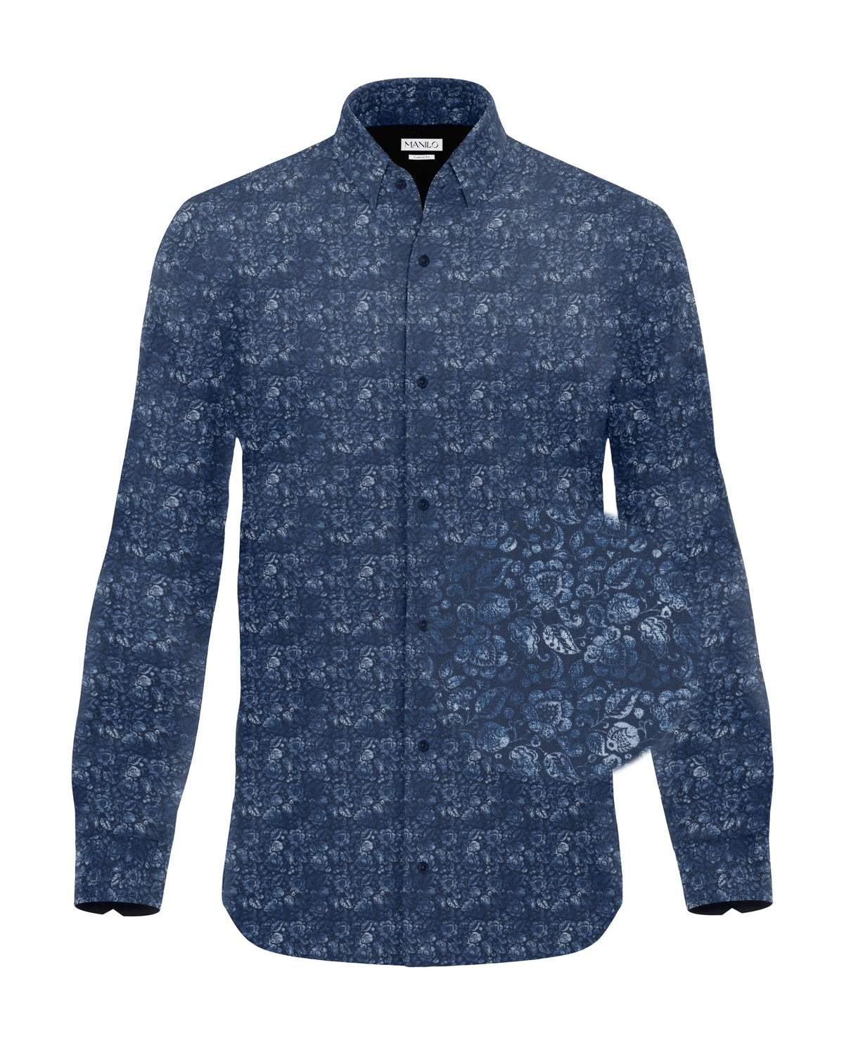 Freizeithemd mit Blumenprint Blau (Art. 2309-C)