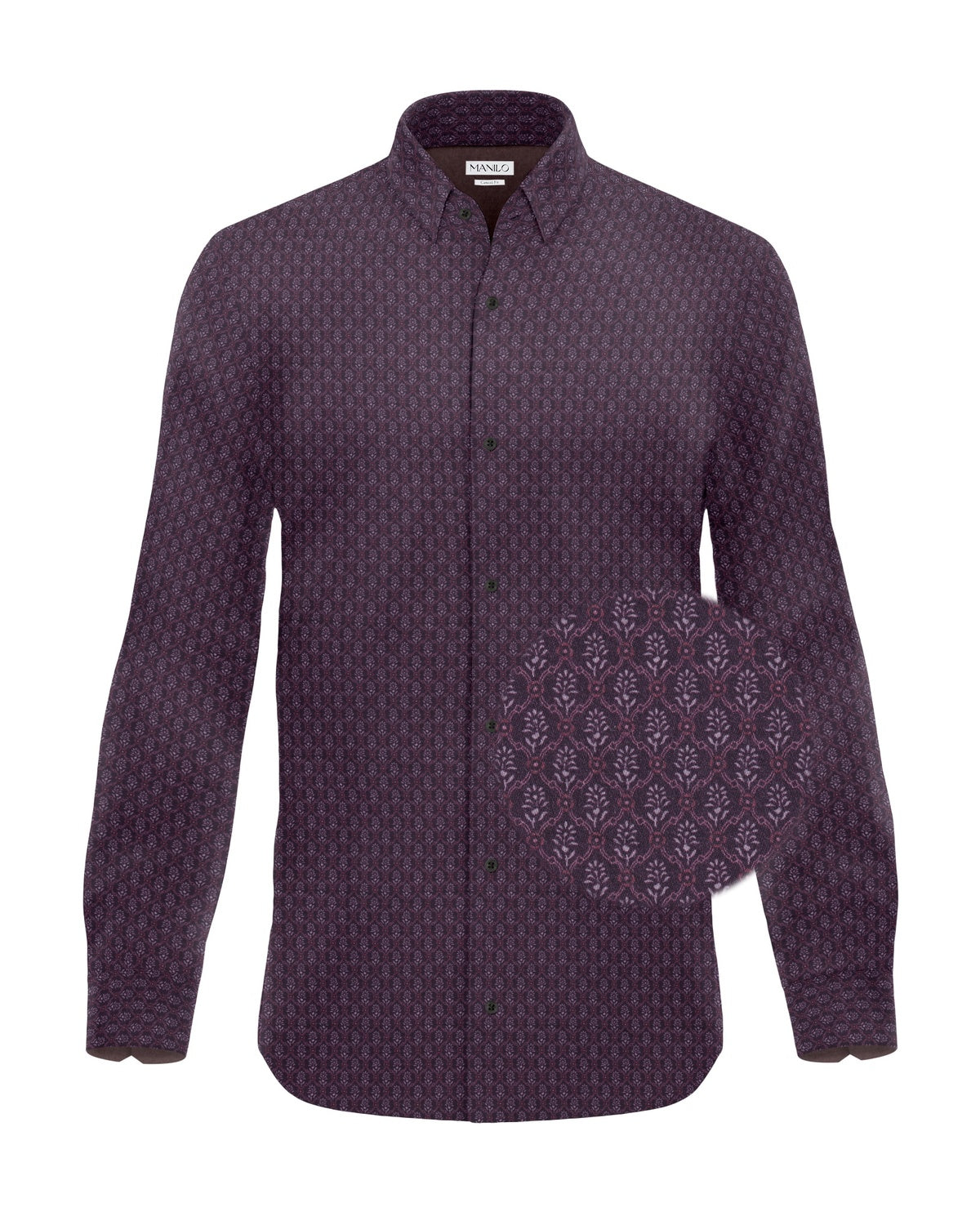 Freizeithemd mit Blumenprint Bordeaux (Art. 2312-C)
