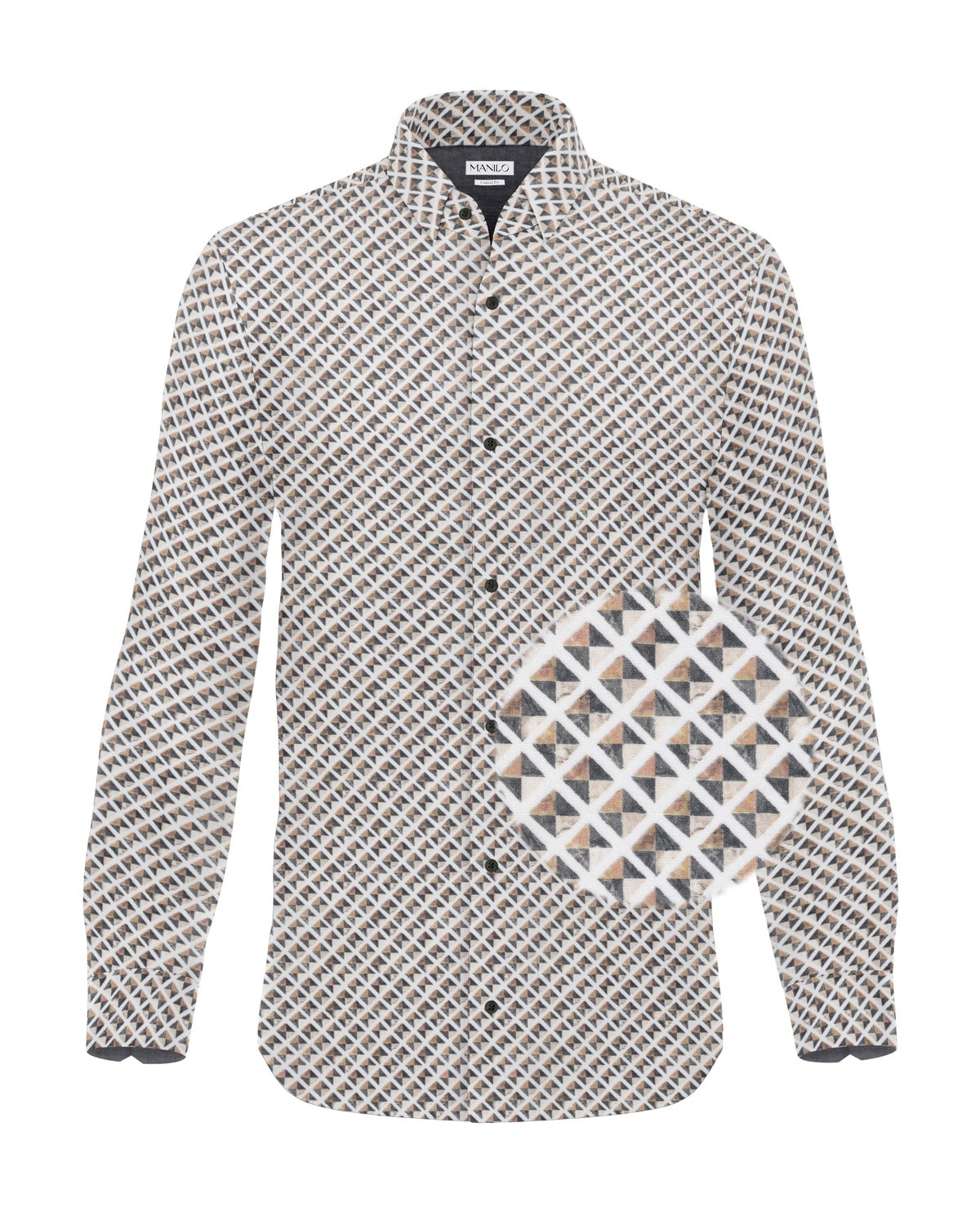 Freizeithemd mit Grafikprint Beige (Art. 2323-C)