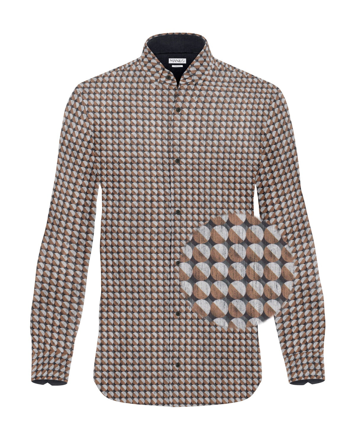 Freizeithemd mit Grafikprint Cognac (Art. 2324-C)