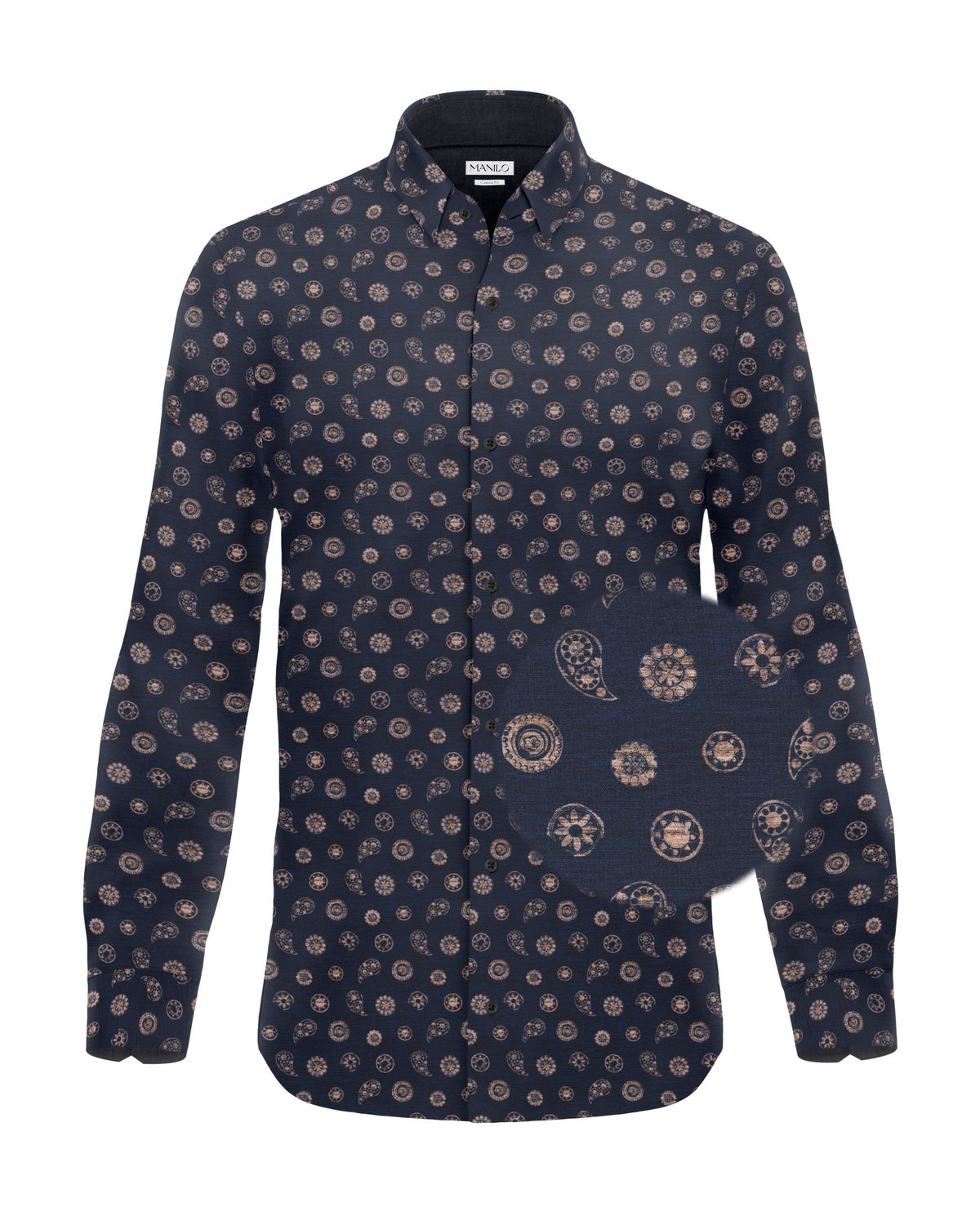 Freizeithemd mit Paisleymuster Dunkelblau (Art. 2346-C)
