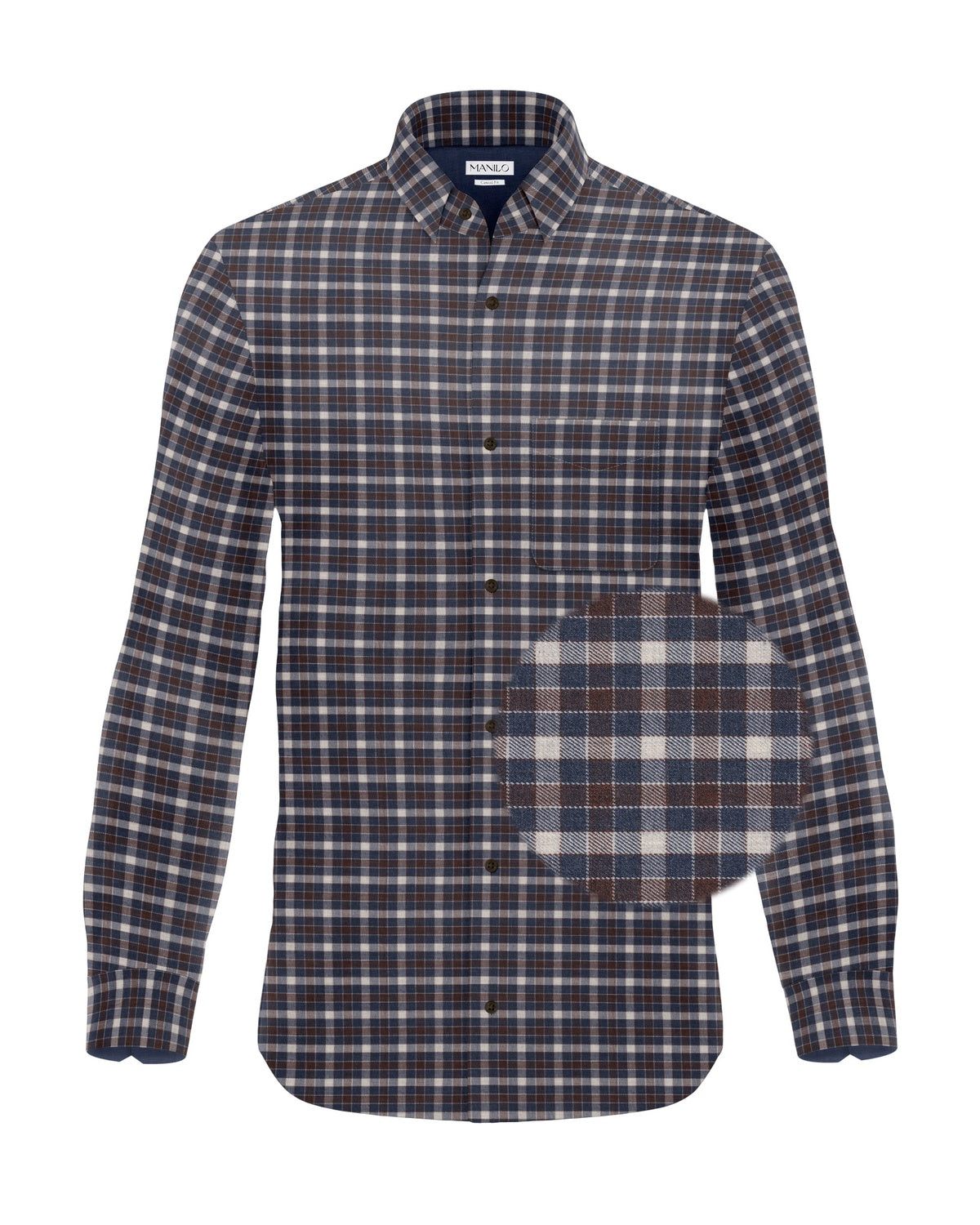 Flanellhemd mit Karomuster Braun/Blau (Art. 2365-C)
