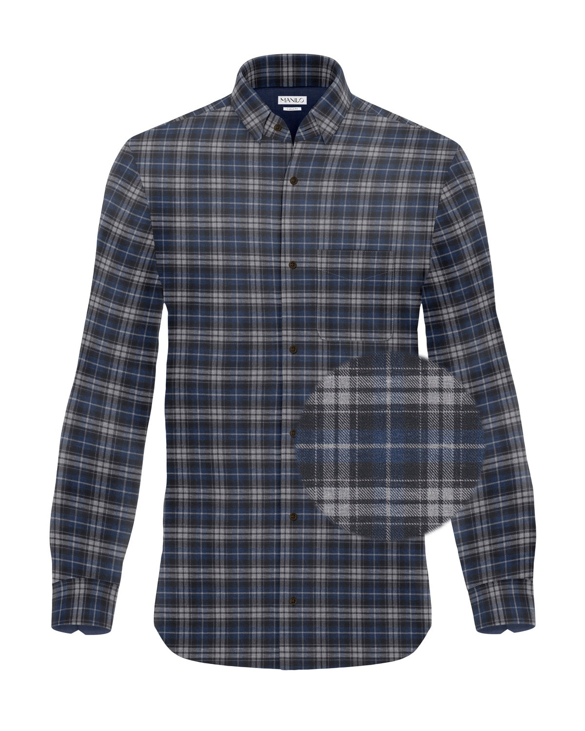 Flanellhemd mit Karomuster Blau/Grau (Art. 2376-C)