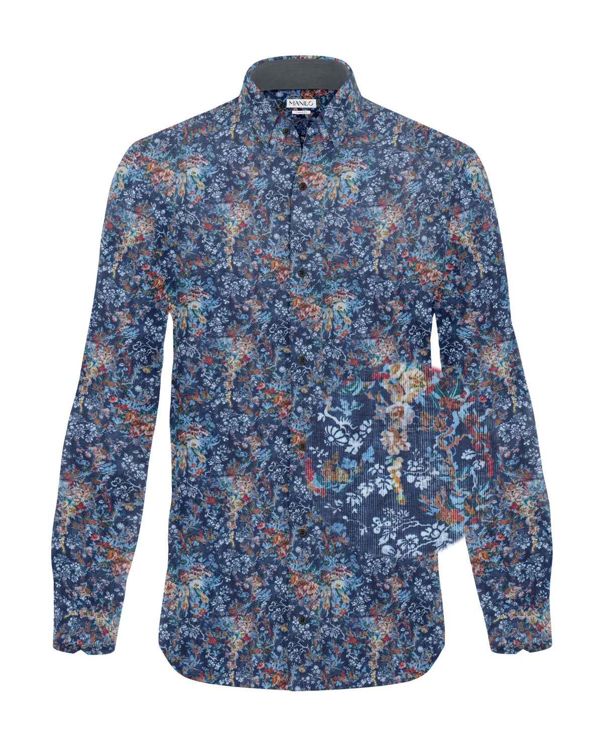 Freizeithemd mit Printmuster Blau (Art. 2394-C)