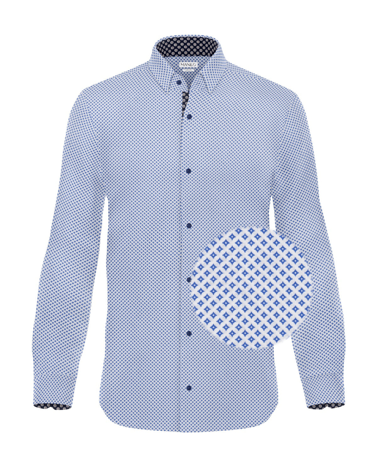 Freizeithemd mit Minimalprint Hellblau (Art. 2411-C)