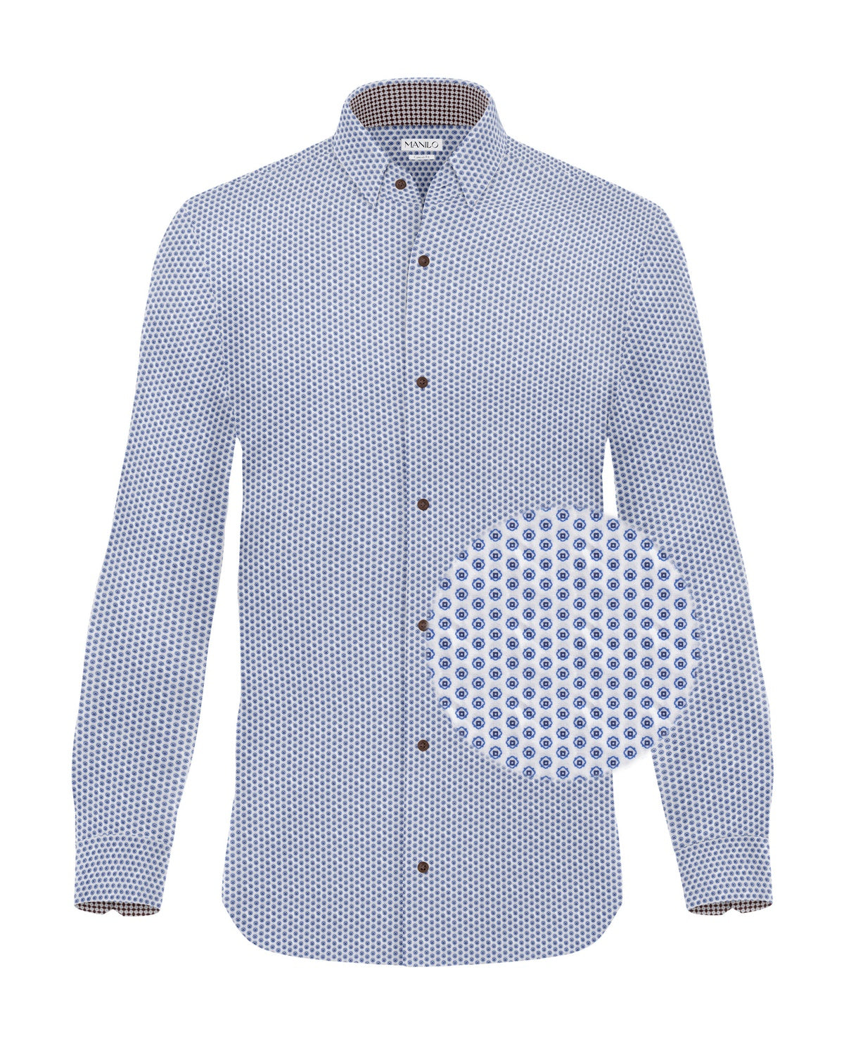 Freizeithemd mit Minimalprint Blau (Art. 2416-C)