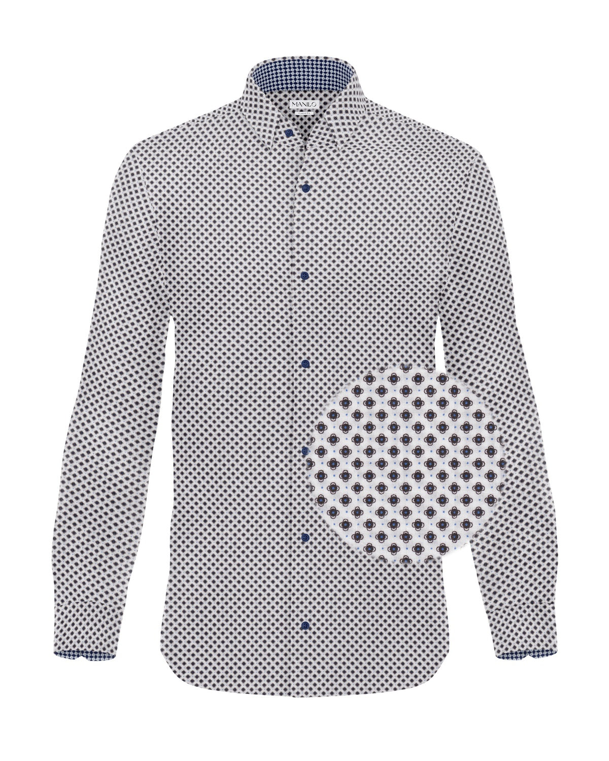 Freizeithemd mit Minimalprint Braun/Blau (Art. 2417-C)