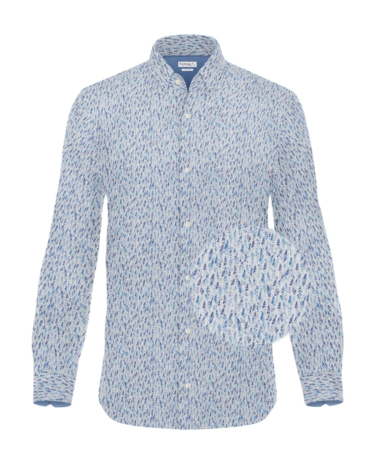 Freizeithemd mit Blumenprint in Blau (Art. 2504-C)
