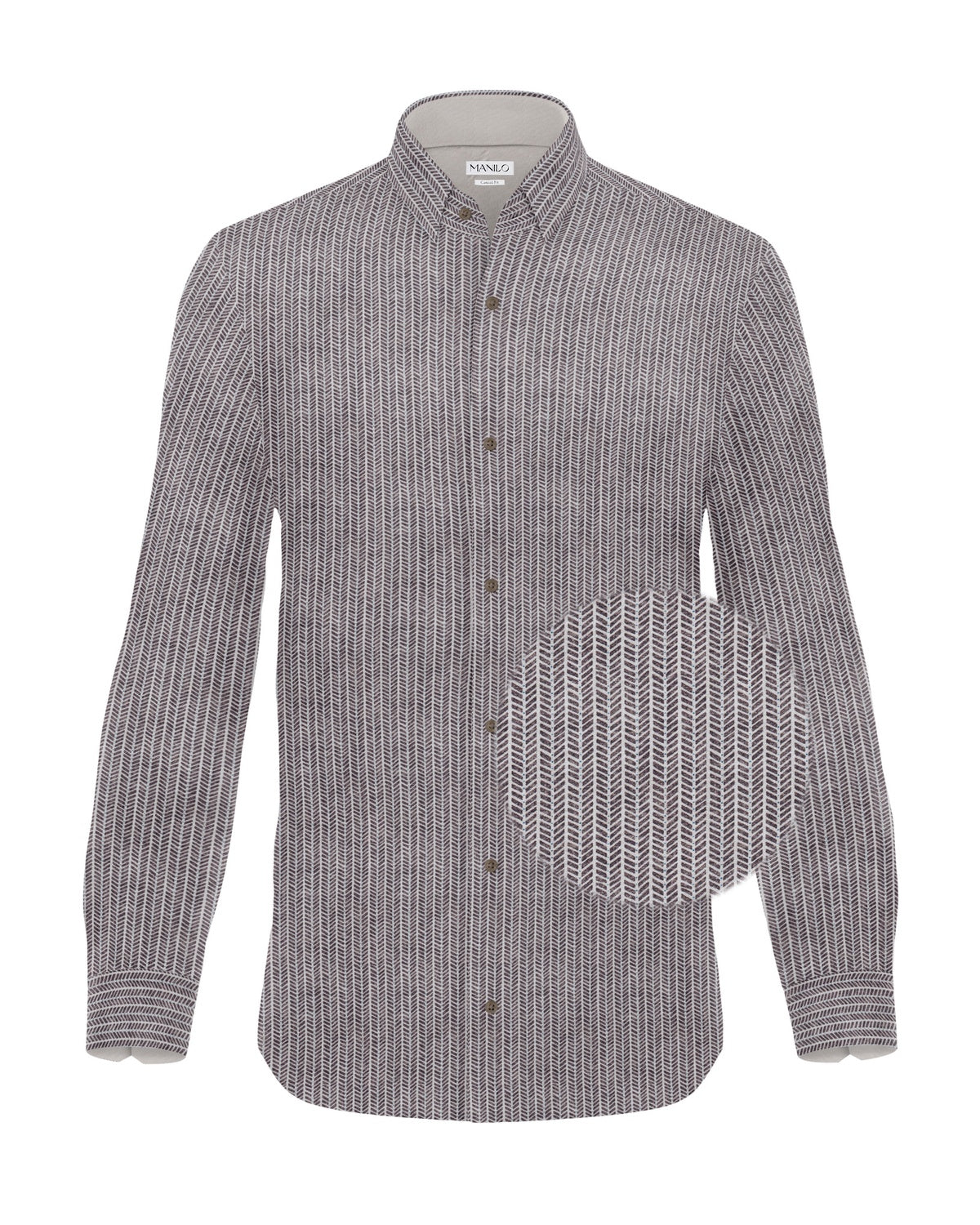 Freizeithemd mit Grafikprint in Braun (Art. 2516-C)