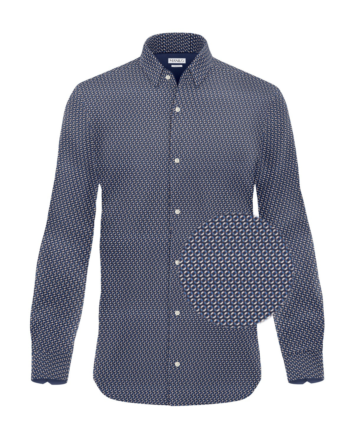 Casual shirt with lifebuoy print in blue (Art. 2534-C)