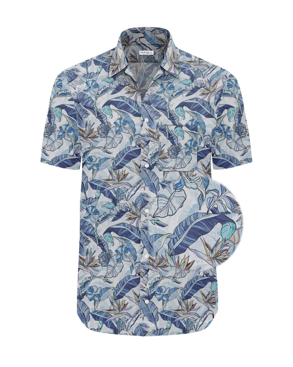 Hawaii-Hemd mit Blumenprint in Blau (Art. 2542-BS)