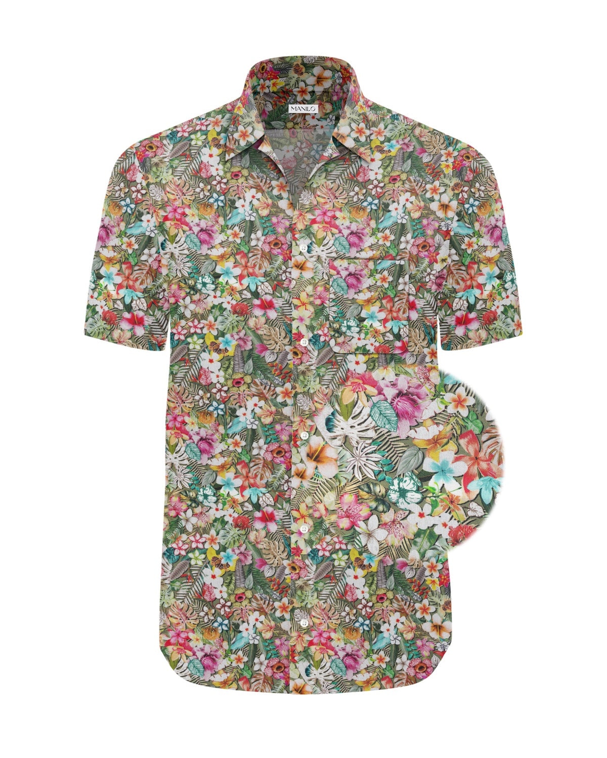 Hawaii-Hemd mit farbigem Blumenprint (Art. 2544-BS)