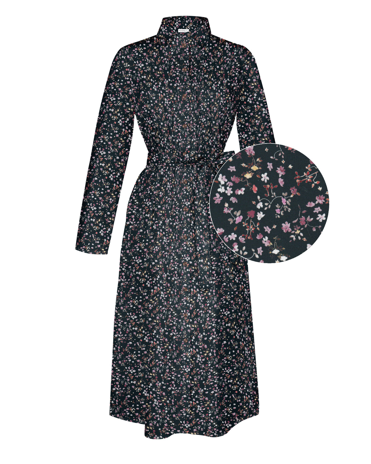 Autumn dress DÉLICIA with floral print in black (2503D-D)
