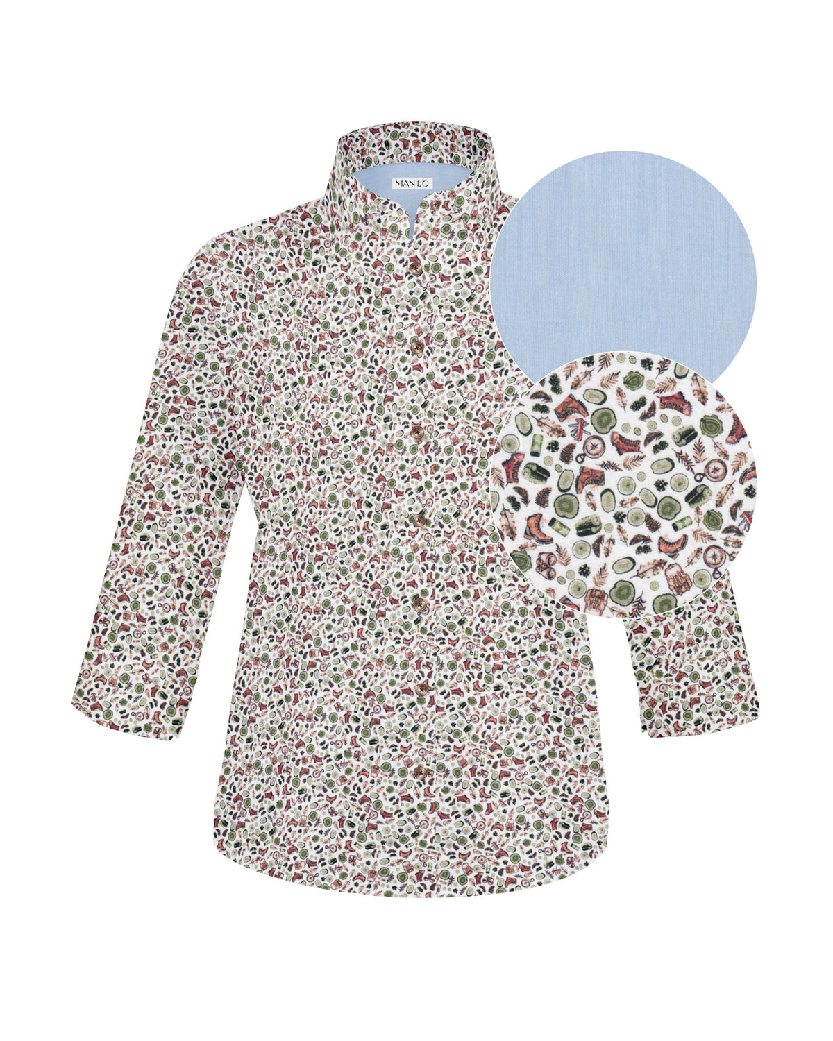 3/4 Arm Bluse FLEUR mit Blumenmuster in Blau (2542D-F-34)