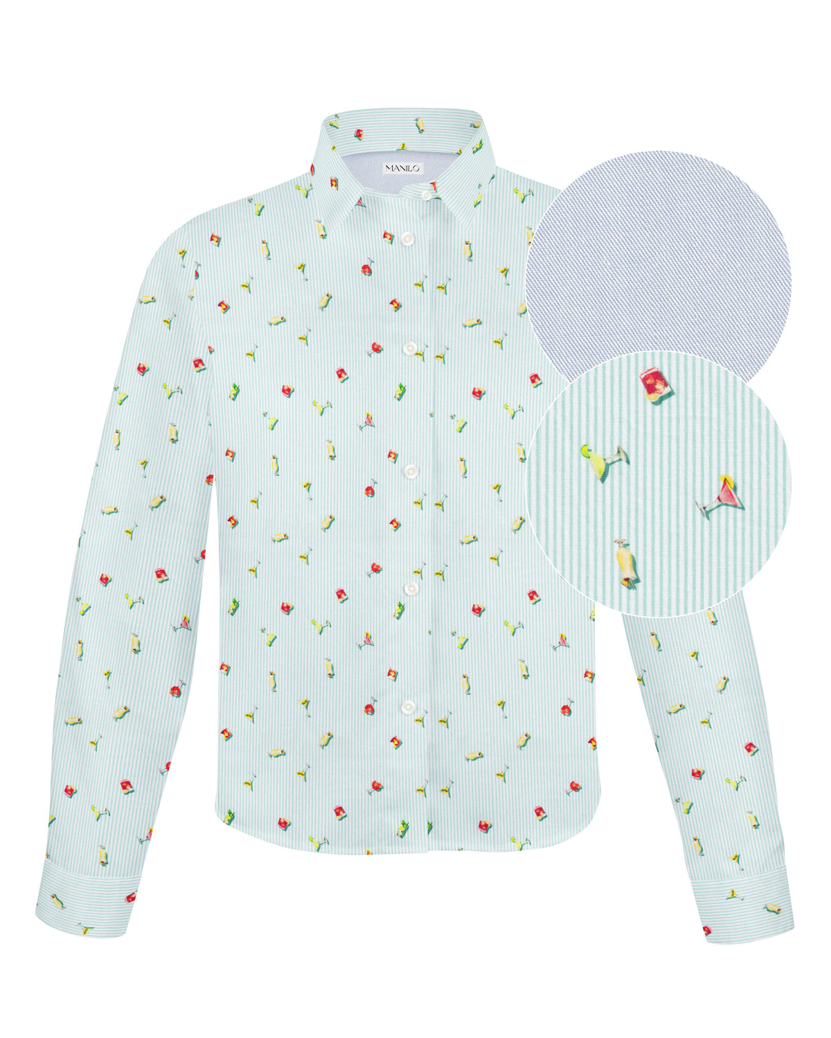 Boxy chemisier Gabrielle avec imprimé cocktail en turquoise (2335D-G)