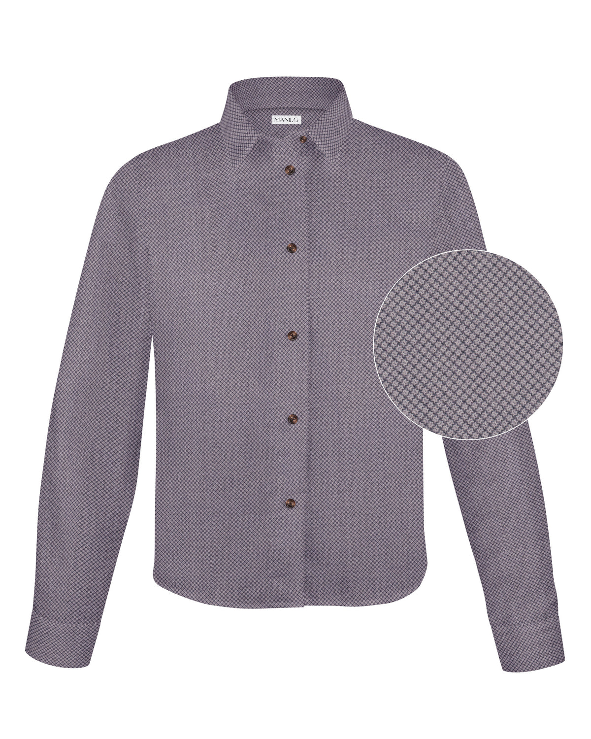Boxy flannel blouse GABRIELLE with print pattern in beige (2561D-G)