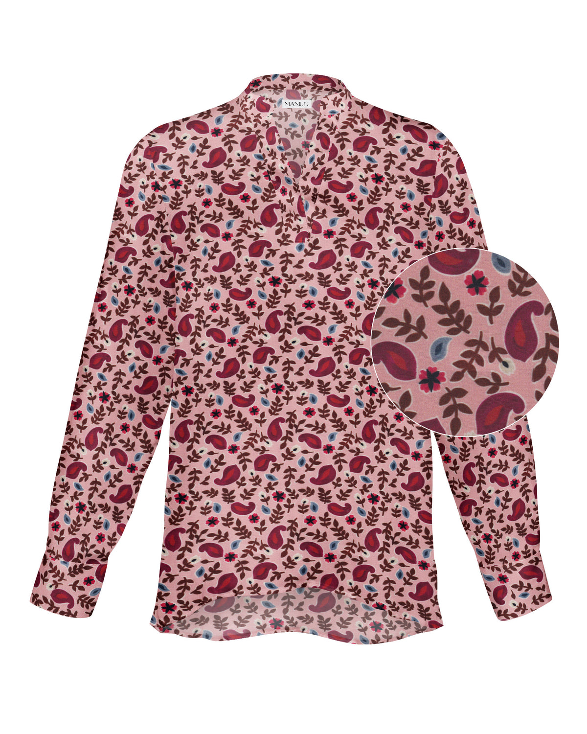 Oversize Viskose-Bluse ISABELLE mit Printmuster in Altrosa (2593D-I)