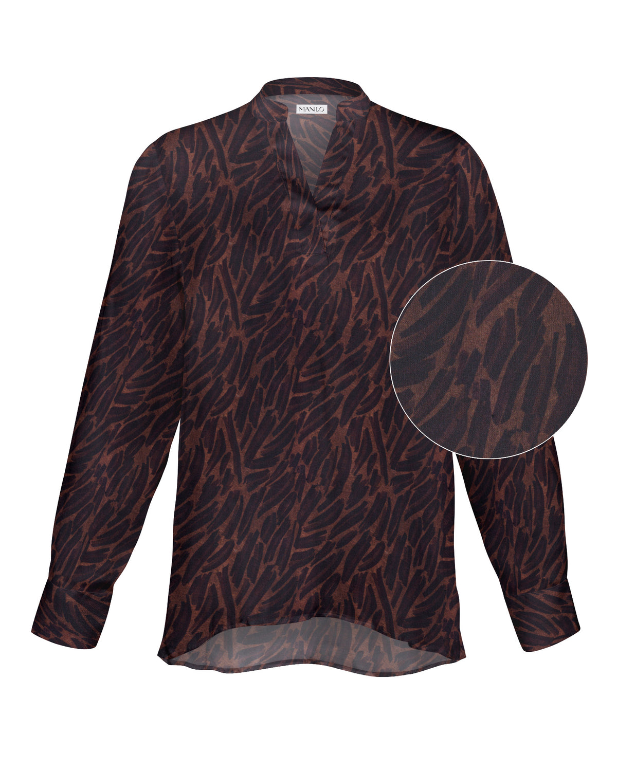 Overszize viscose blouse ISABELLE with print pattern in brown/cognac (2594D-I)