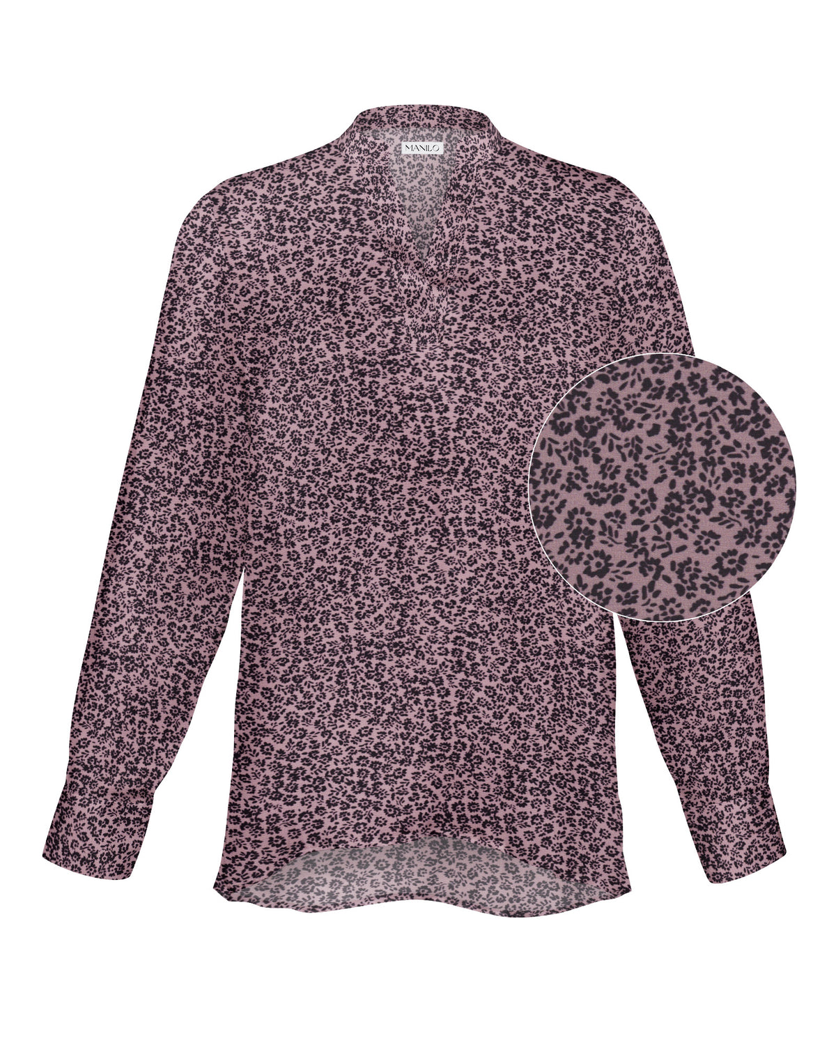 Oversize Viskose-Bluse ISABELLE mit Printmuster in Altrosa (2601D-I)