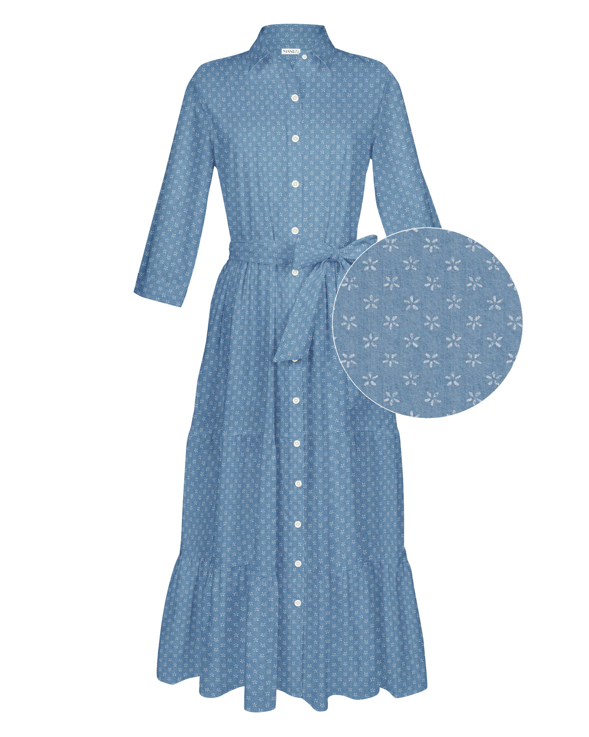 JADE summer dress in denim with print pattern (2381D-J)