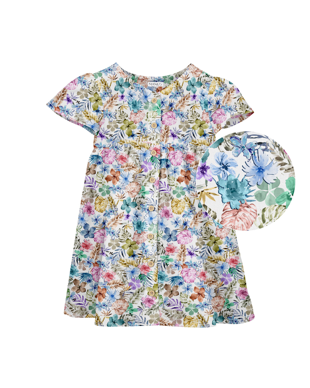 Kinderkleid LAHELA mit farbigem Blumen-Print (2301K-L)