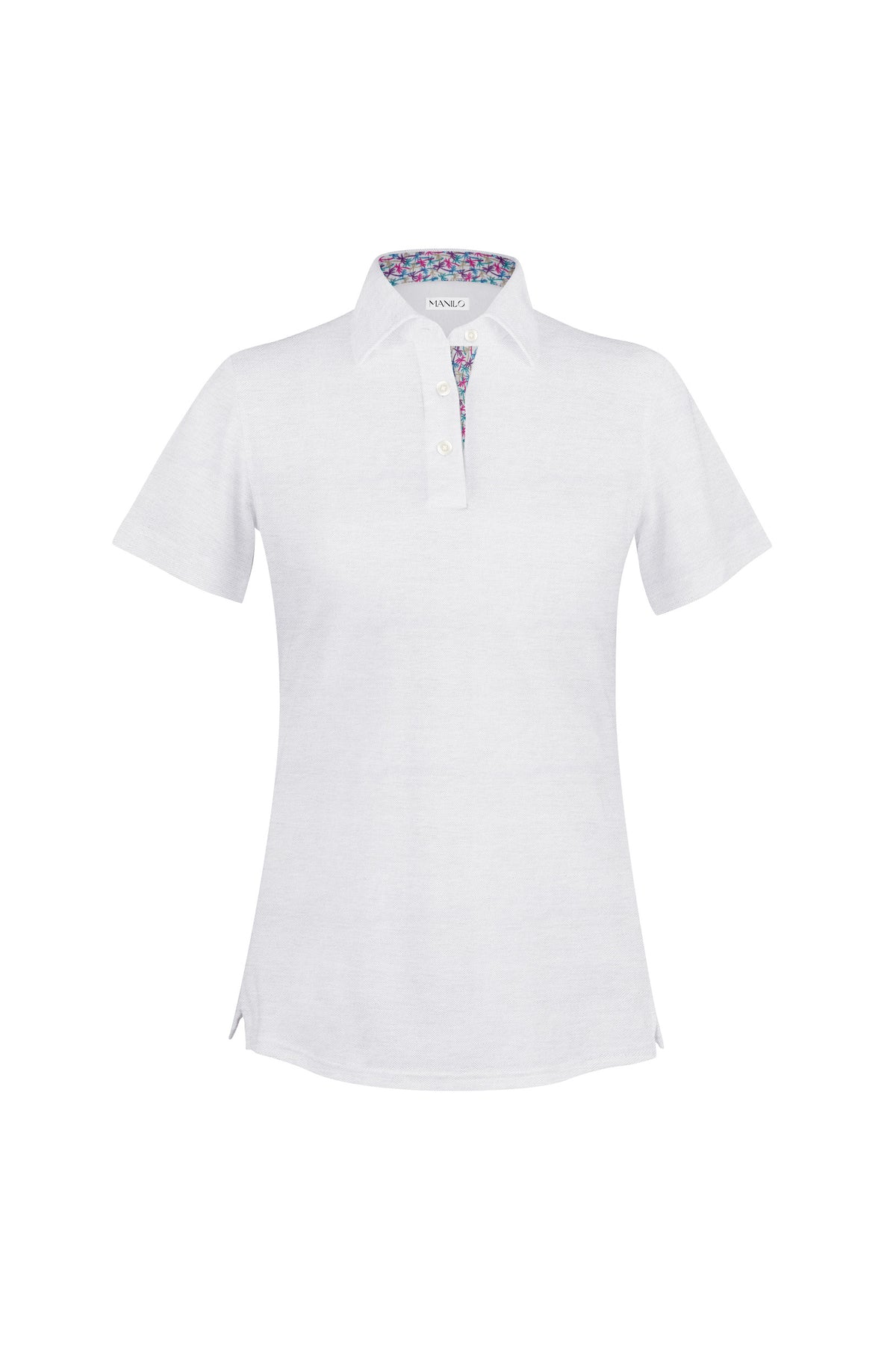 Kurzarm-Poloshirt LOUISE in Kragen und Knopfleiste in Weiss (Art. 2171D-L-KA)