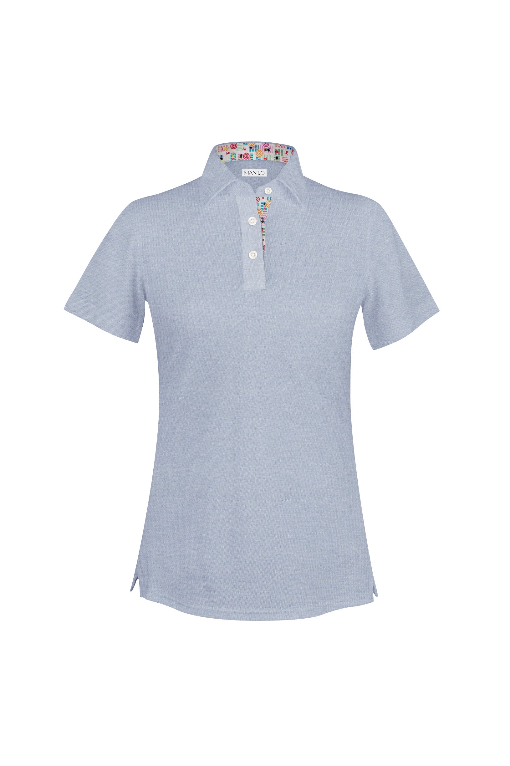 Polo à manches courtes LOUISE en col et boutonnage bleu clair (art. 2172D-L-KA)