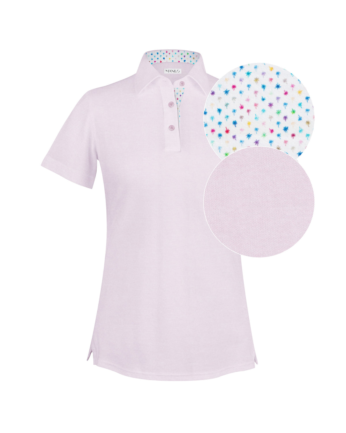 Poloshirt LOUISE in Rosa mit Kontrast in Kragen und bei Knopfleiste (2392D-L-KA)