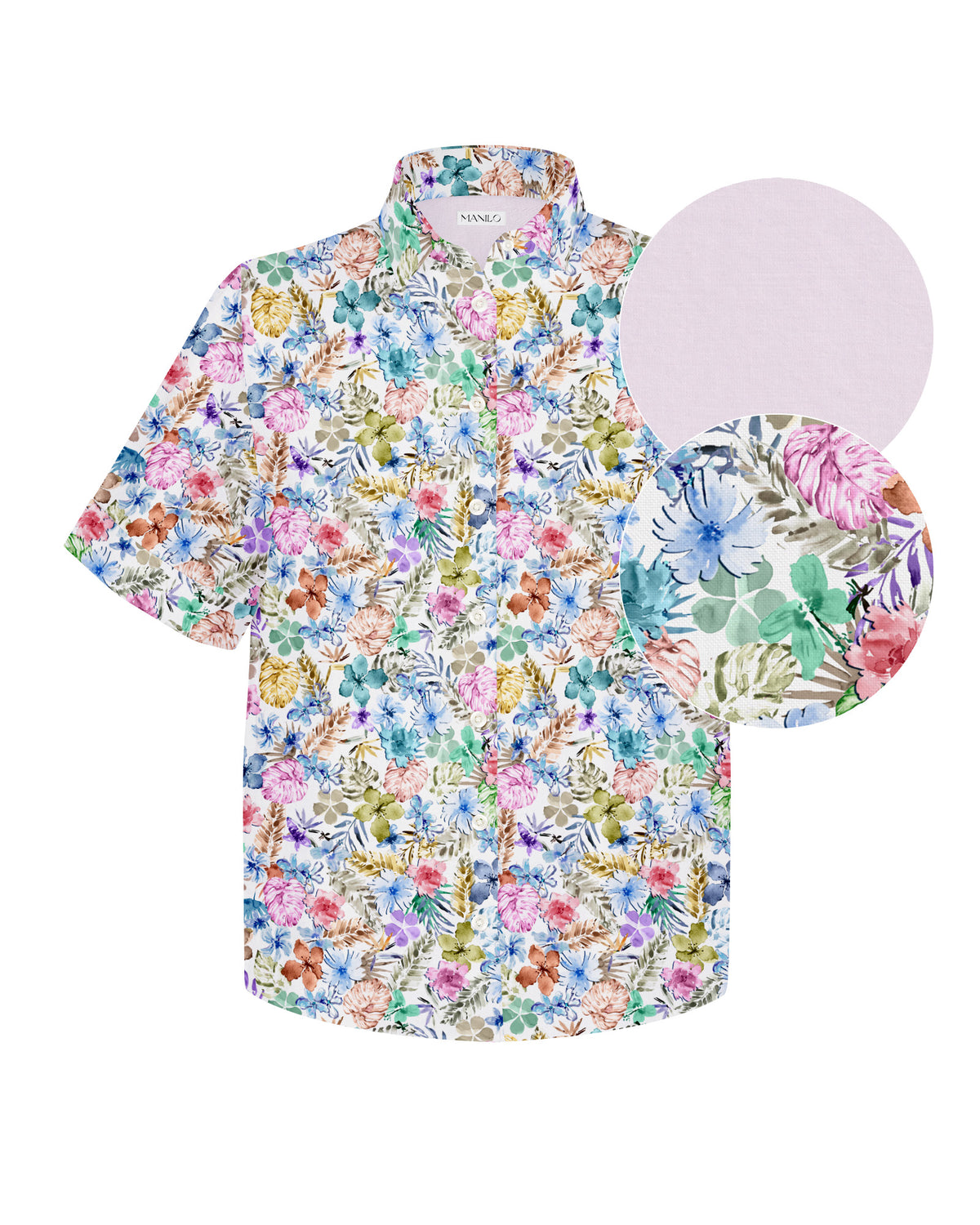 MARIE oversized short-sleeved blouse with colorful floral print (2301D-M)
