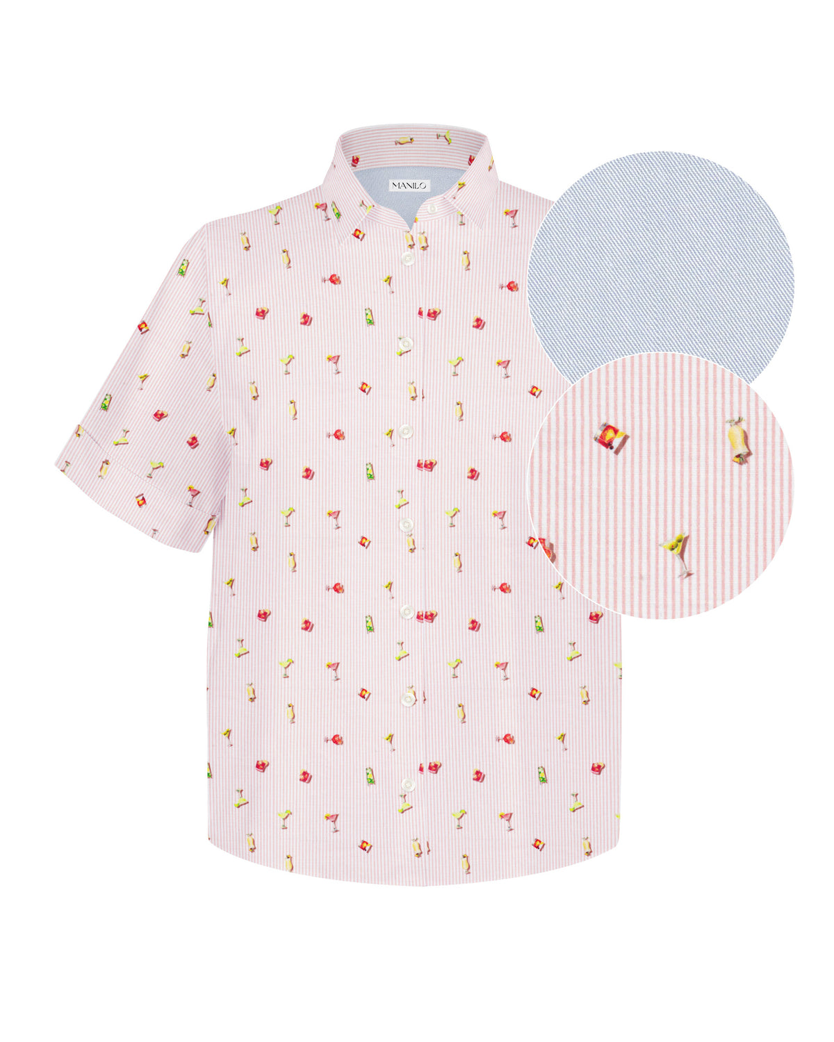 Chemisier oversize à manches courtes MARIE avec imprimé cocktail en turquoise (2335D-M)