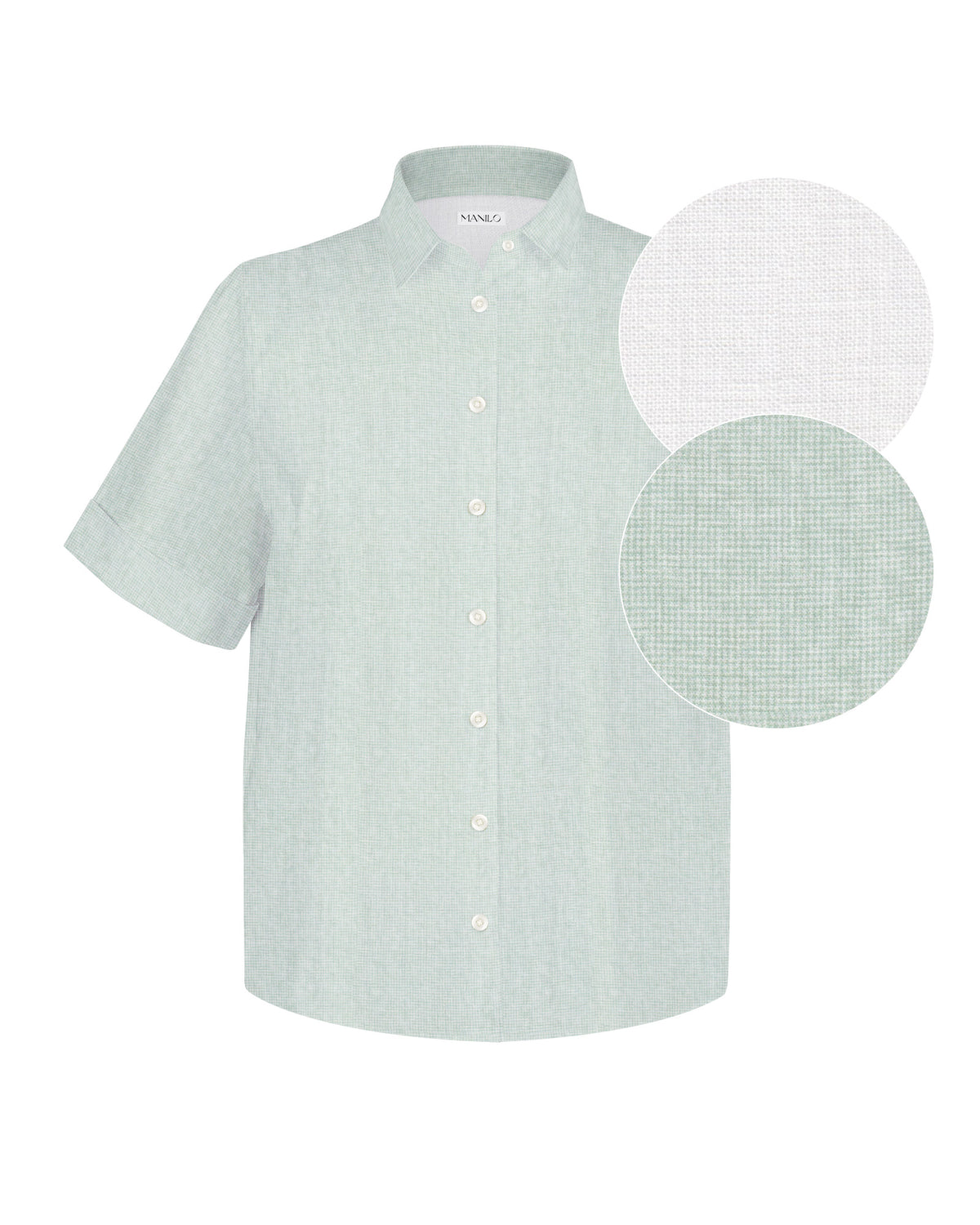 MARIE oversized short-sleeved blouse in linen in green (2372D-M)