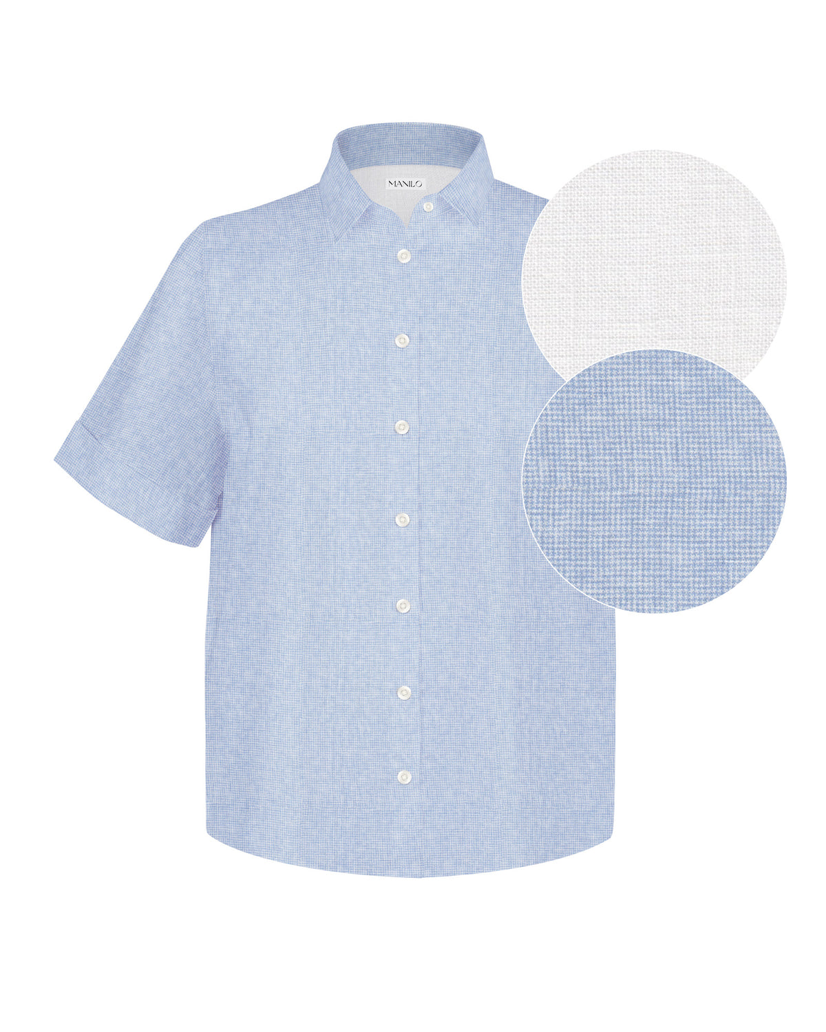 Oversized short-sleeved blouse MARIE in linen in light blue (2373D-M)