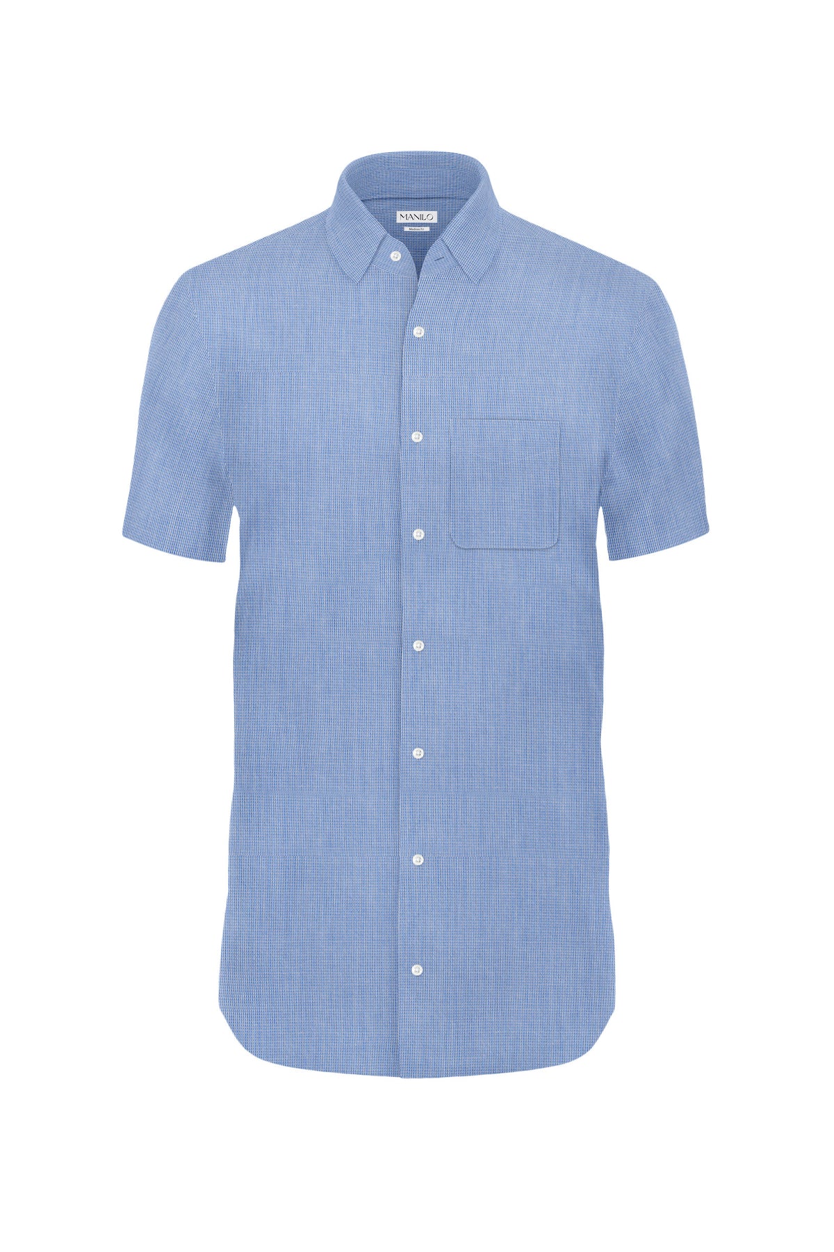 Hochwertiges Businesshemd Feines Karo Mittelblau Modern Fit (gerade geschnitten / Art. 1142-M-KA)